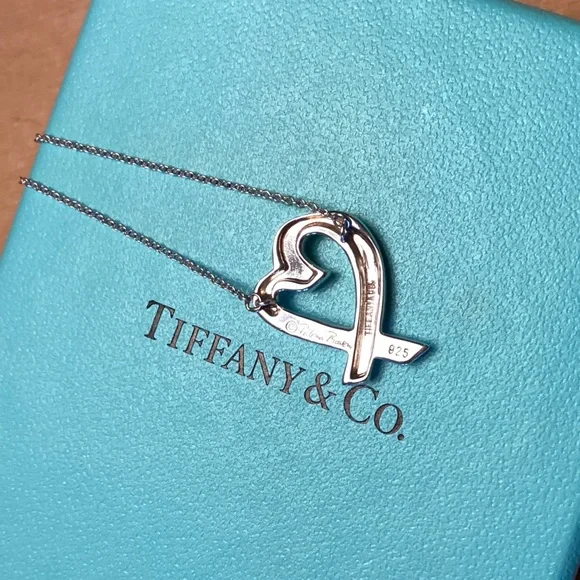 Tiffany & Co Paloma Picasso Loving Heart necklace. 18” chain. 925 Silver. Marked - 3