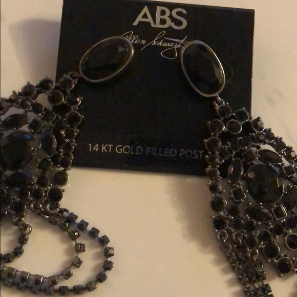 ABS Allen Schwartz - ABS Black Statement Dangle Chandelier Earrings - 7