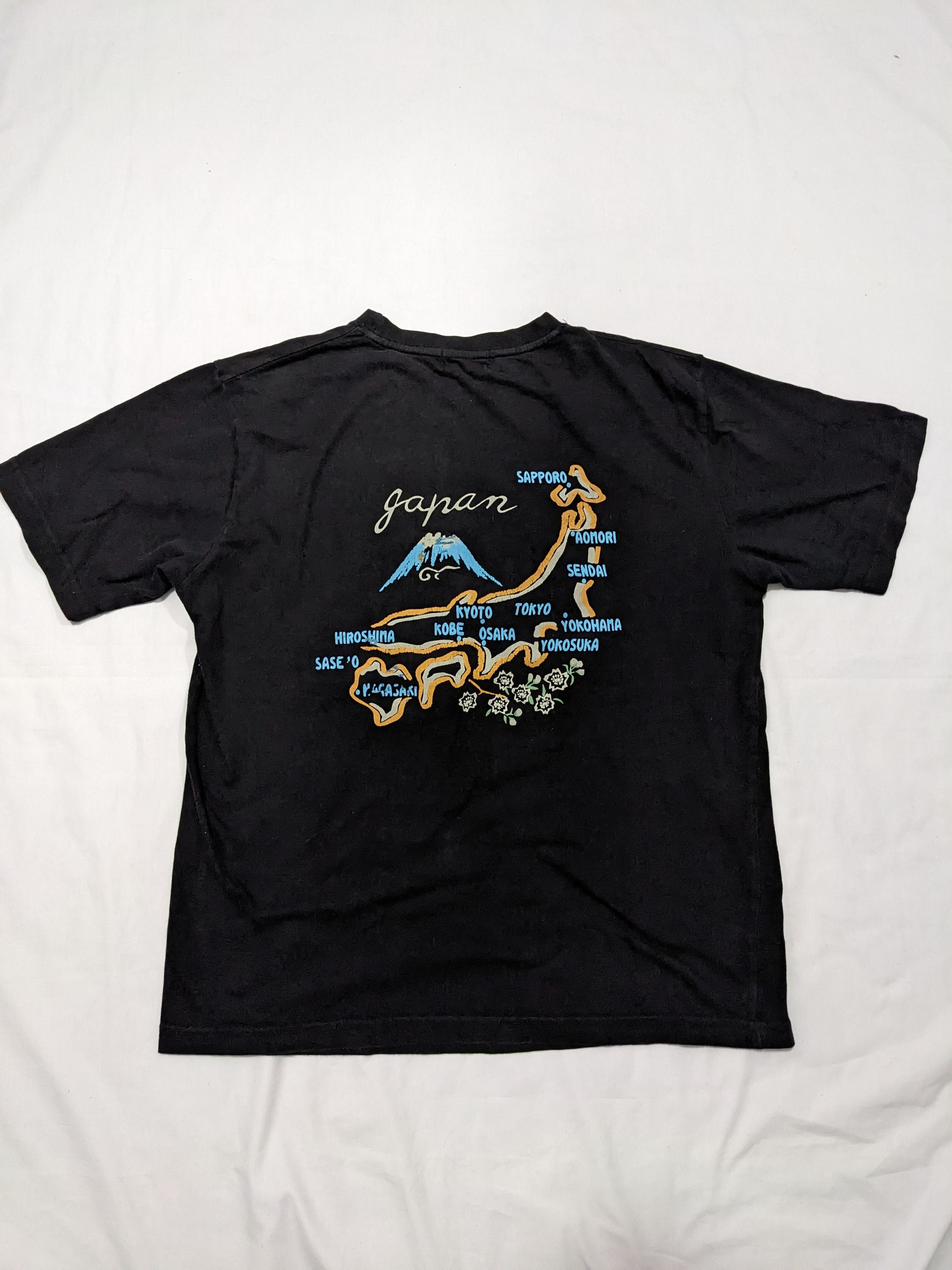 Japanese Brand - Japan Map Black Sukajan T-Shirt Back Hit - 1