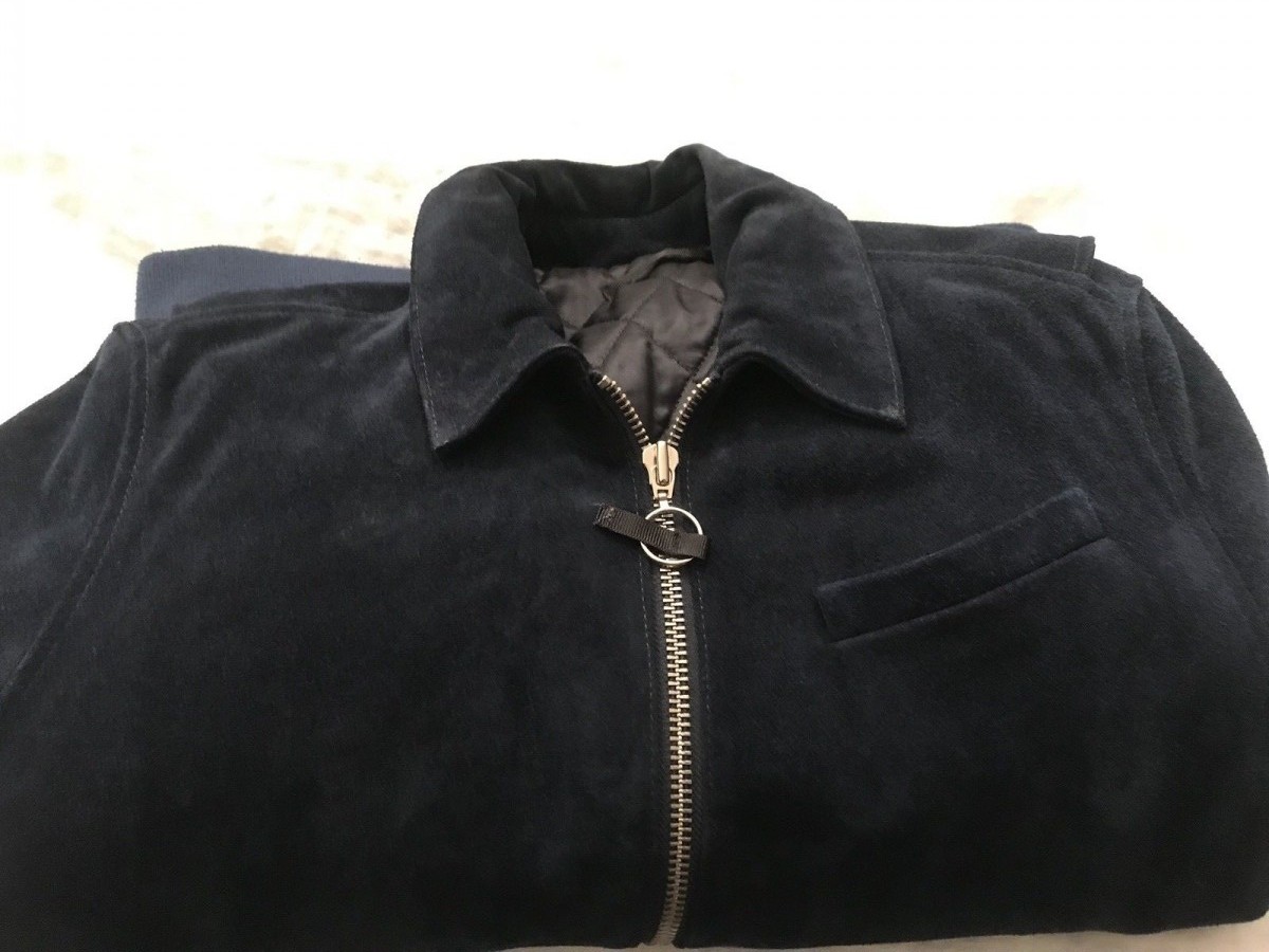 Blk Dnm - Navy Blue Suede Leather jacket M - 1