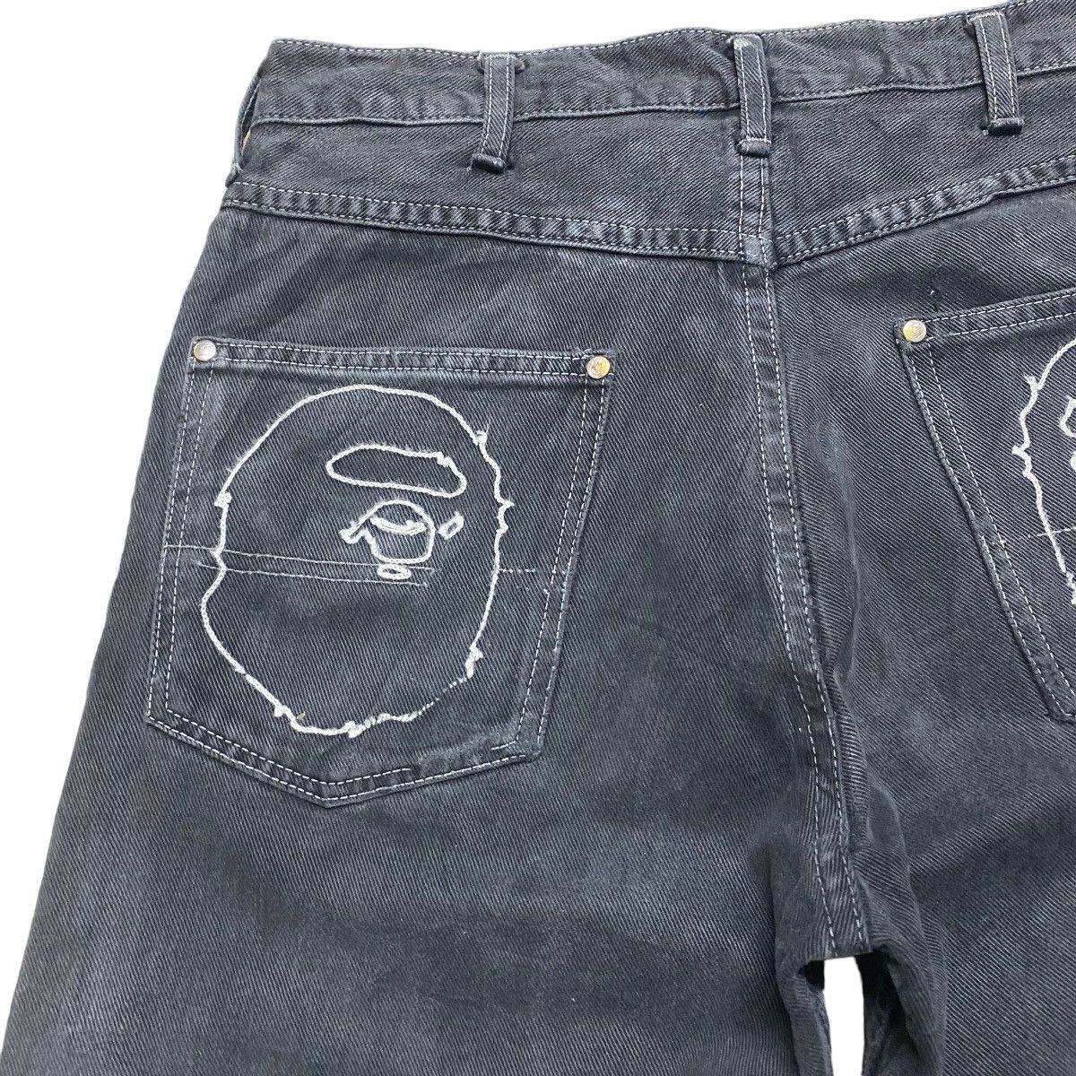 Vintage Bape Denim Selvedge Jeans Head Logo - 12