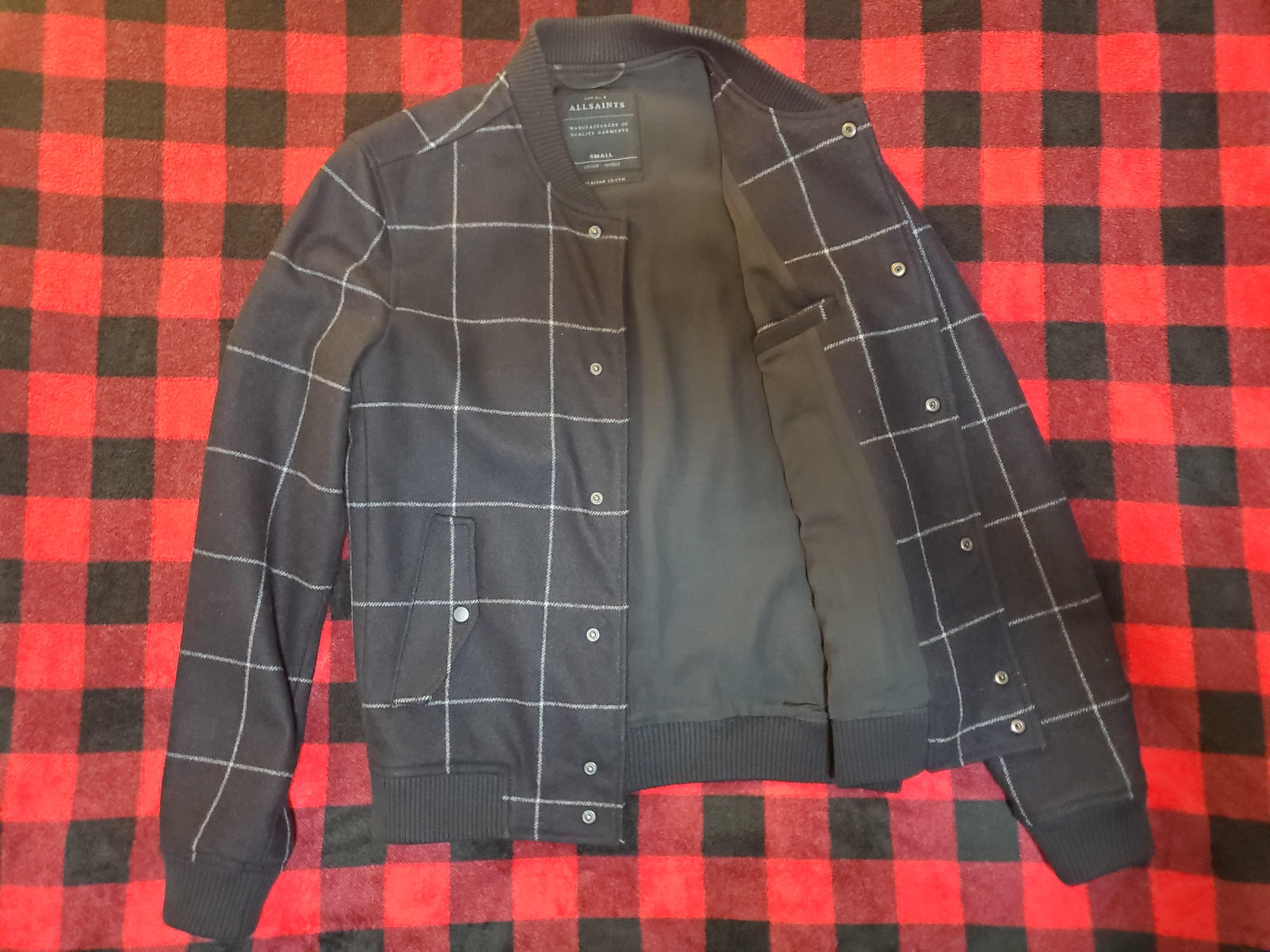 All Saints - Black Wool Check Bomber - 7