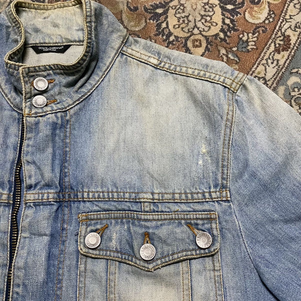 Vintage Dolce&Gabbana Denim Jacket Double Zipper Mudwash - 8