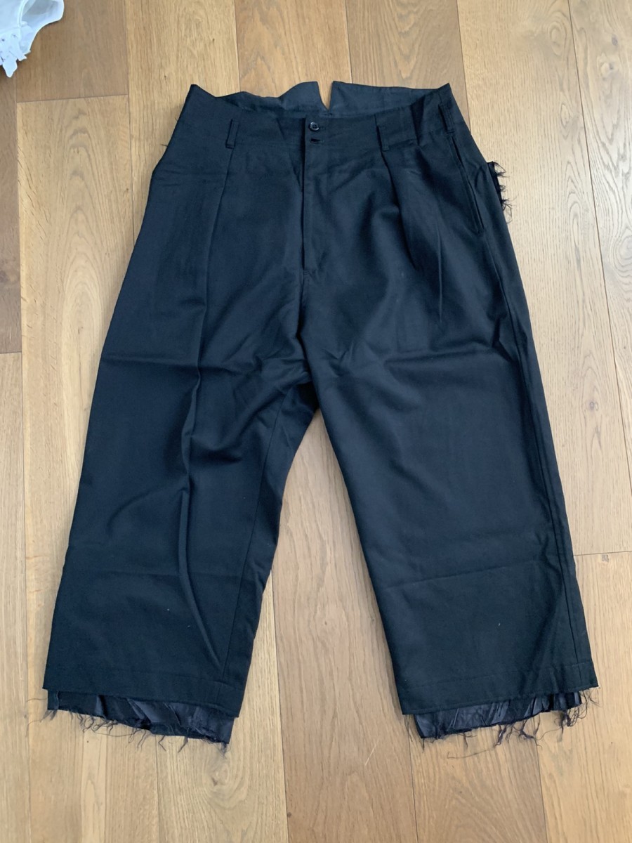 Sulvam - Black wool wide cropped pants XL - 3