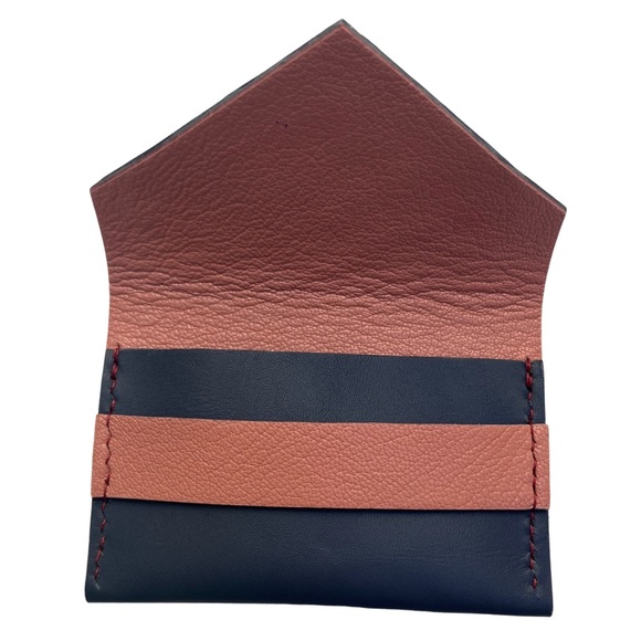 Hand Crafted - Handmade Navy Pink Leather Cardholder - 6