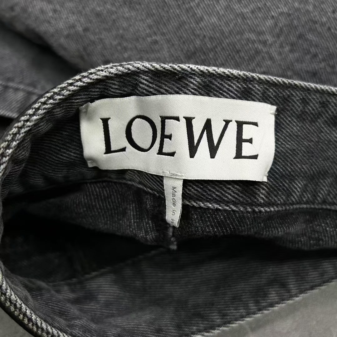 LOEWE black grey knee LOGO denim trousers - 5