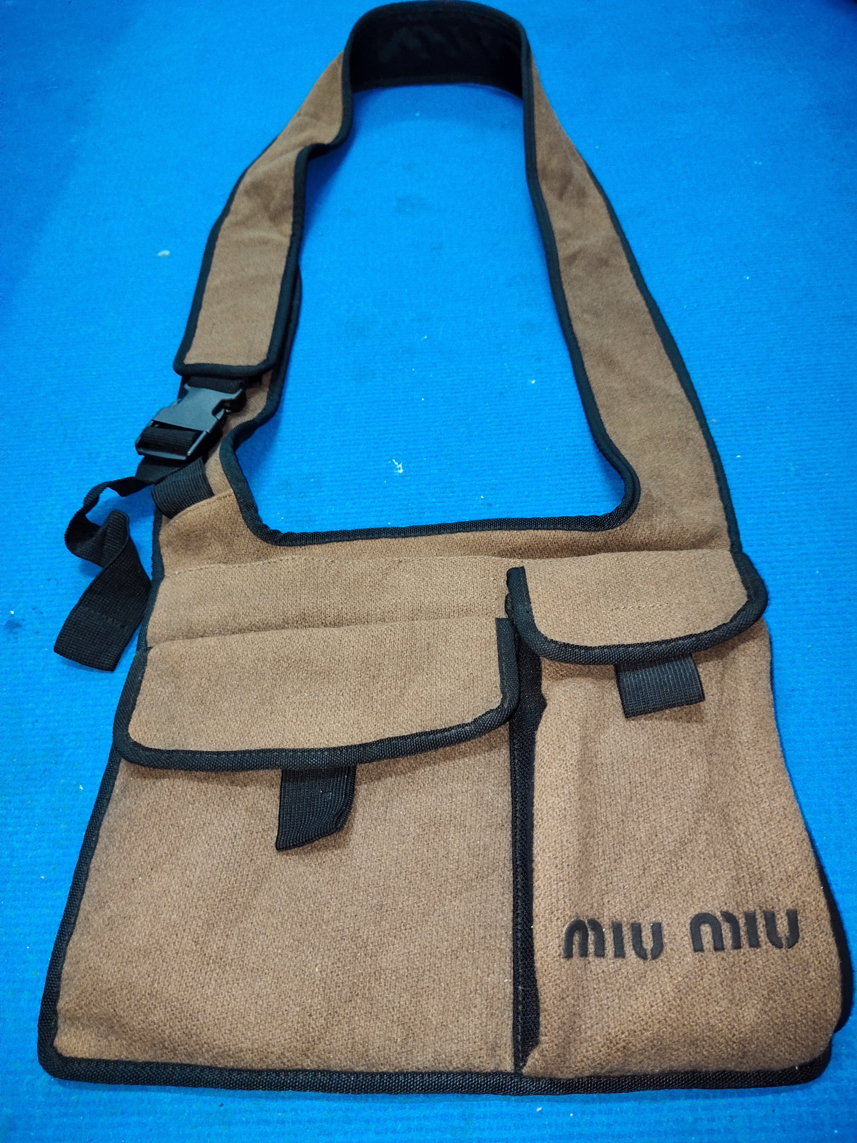 Vintage - Very Rare Miu Miu 1999 Buckle Shoulder Sling Wool Bag - 10