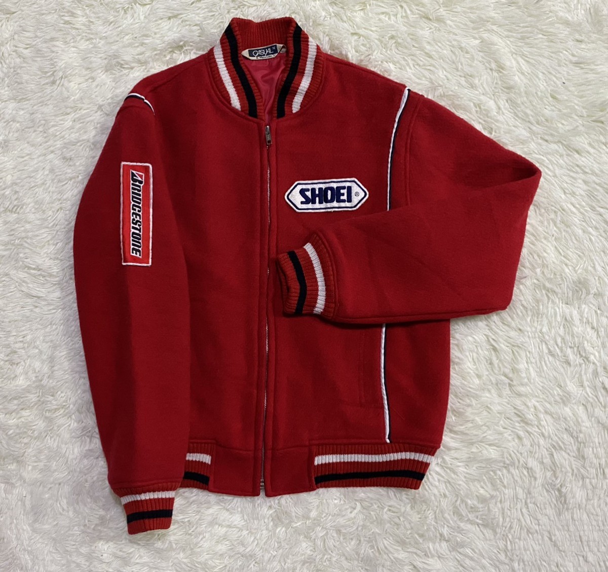 Japanese Brand - Casual White Line Custom Patches Wool Blend Jacket - 9