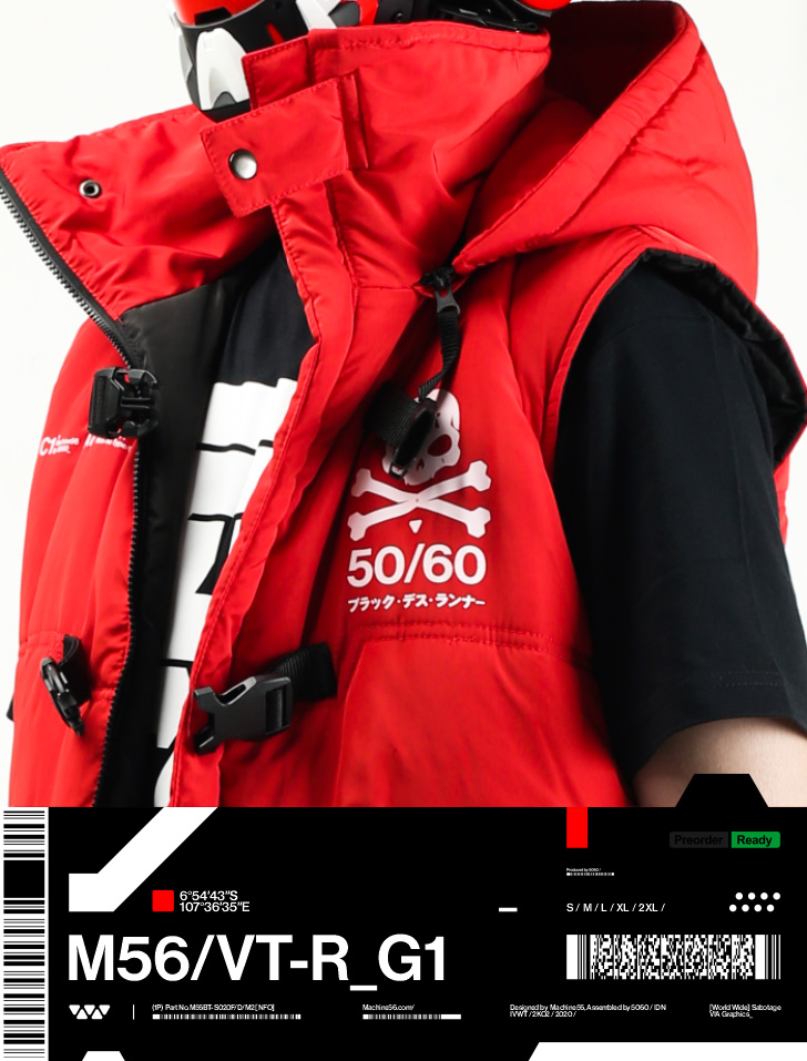 MACHINE56™ M56®/VT-R_G1 RED VARIANT PUFFER VEST ©2020_ ブラック・デス・ランナー - 3