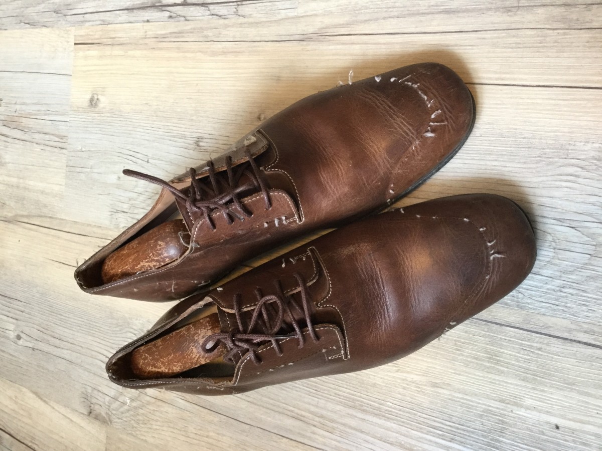 Brown Distressed Leather Shoes - 2