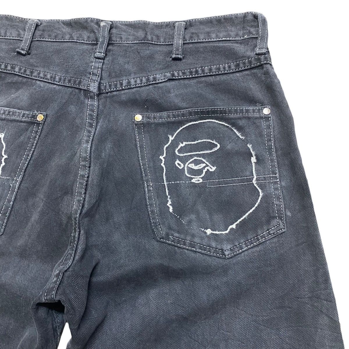 Vintage Bape Denim Selvedge Jeans Head Logo - 11