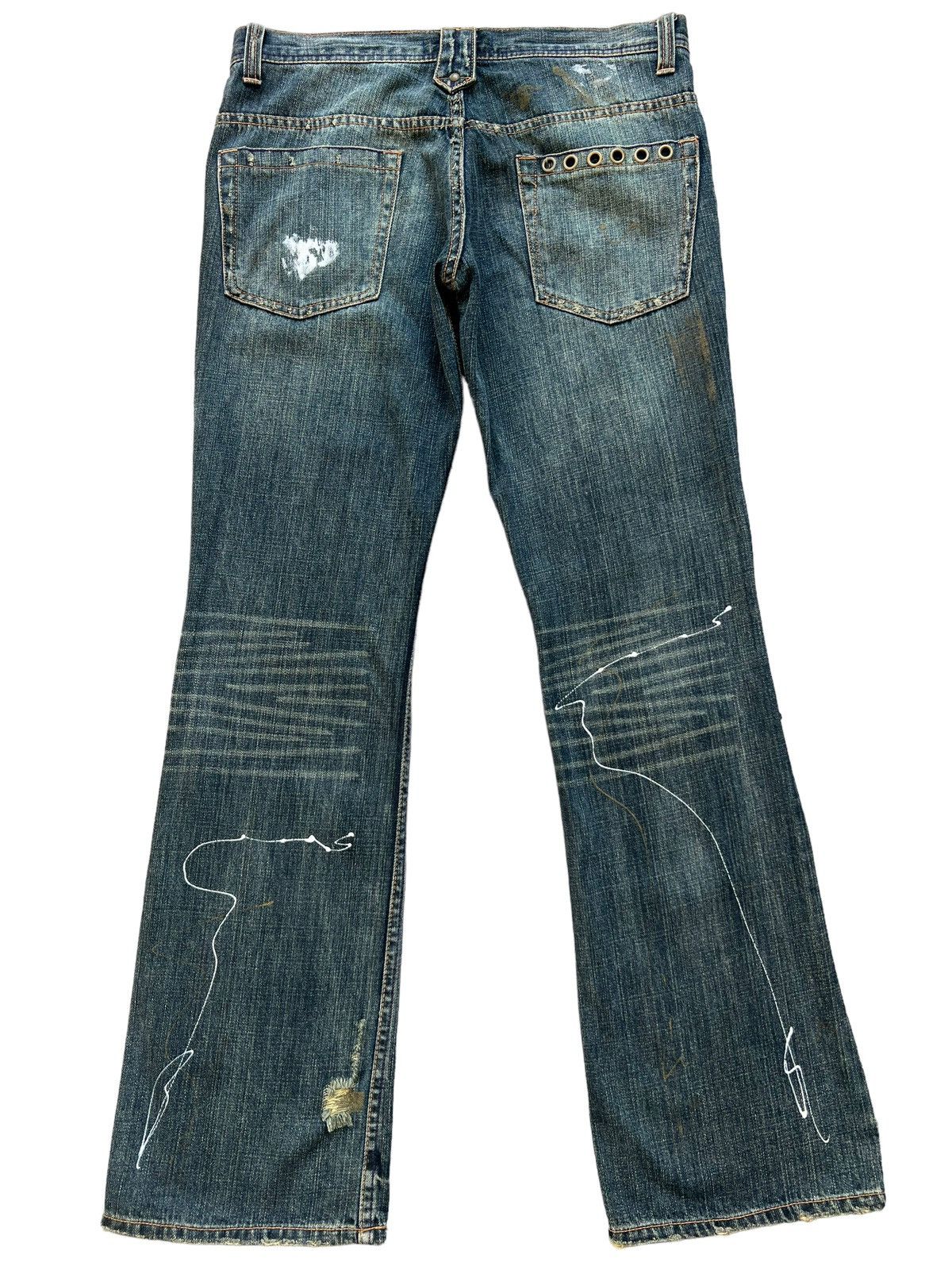 Hype - Roots Japan Distressed Riped Rusty Denim Painted Jeans 33x33 - 3