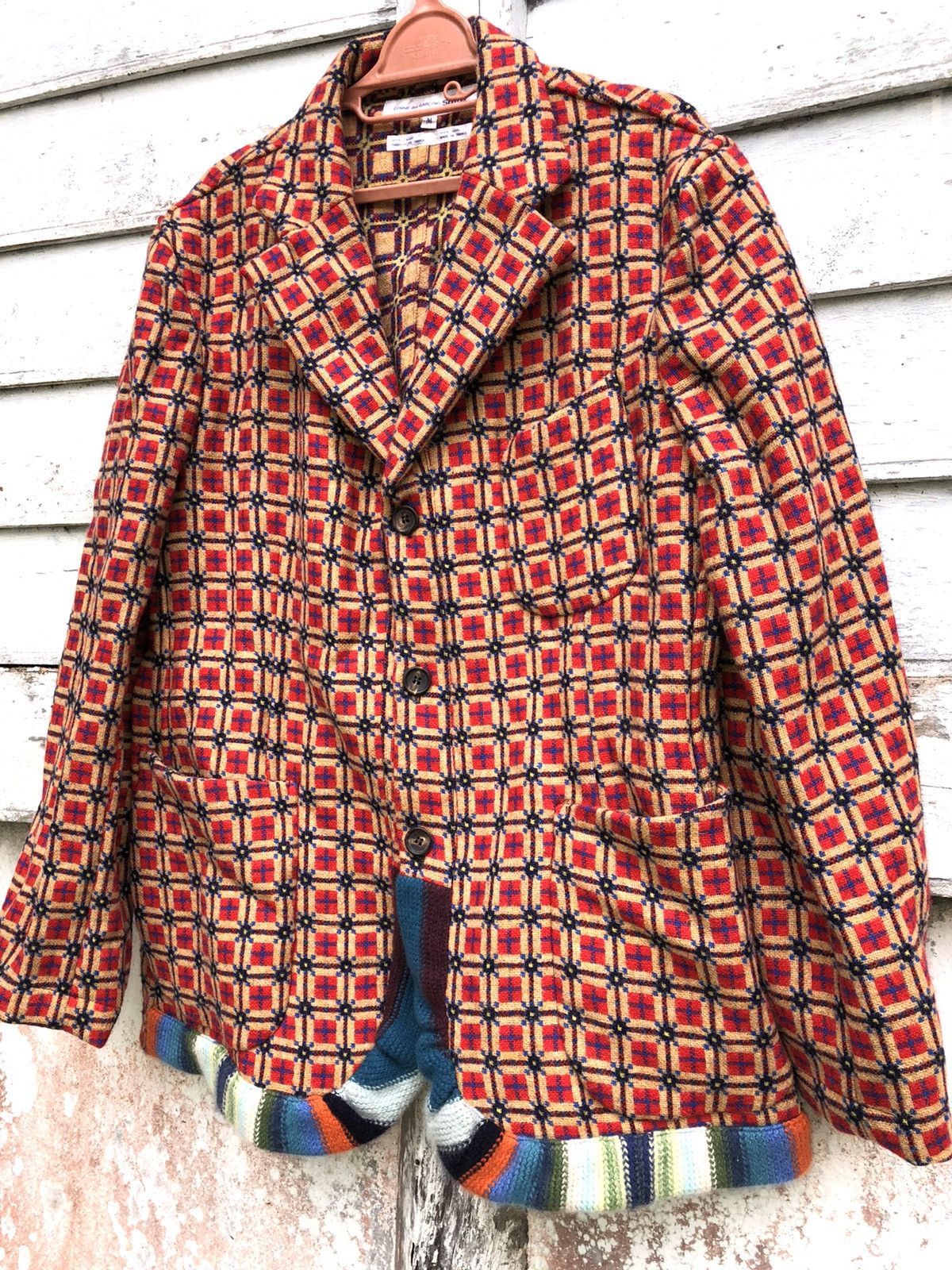 Comme Des Garcon Shirt Colourful Checker Wool Jacket - 3