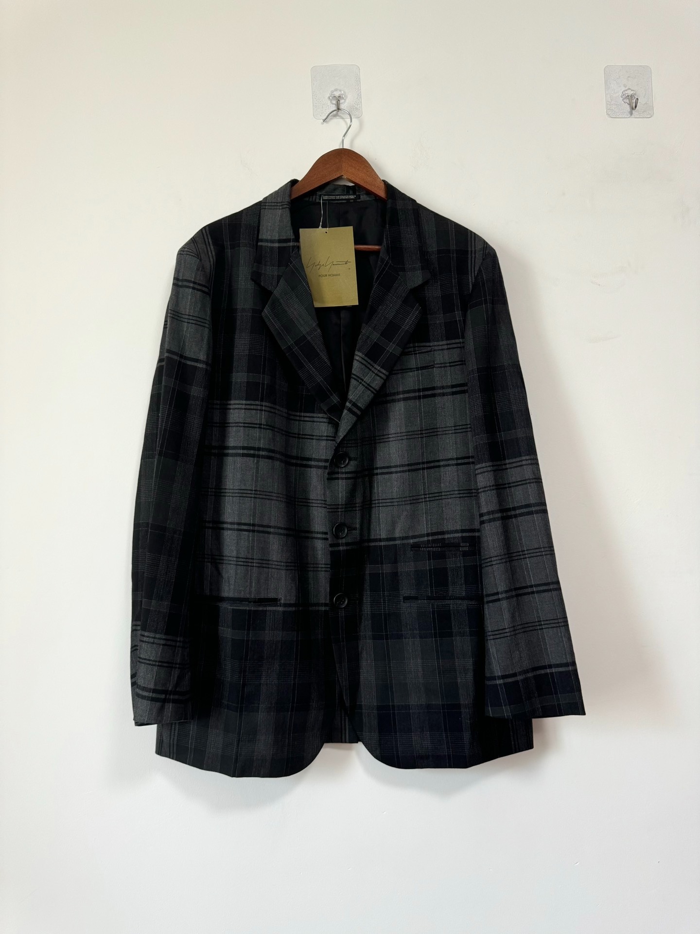Yohji Yamamoto 24ss grey check suit - 3