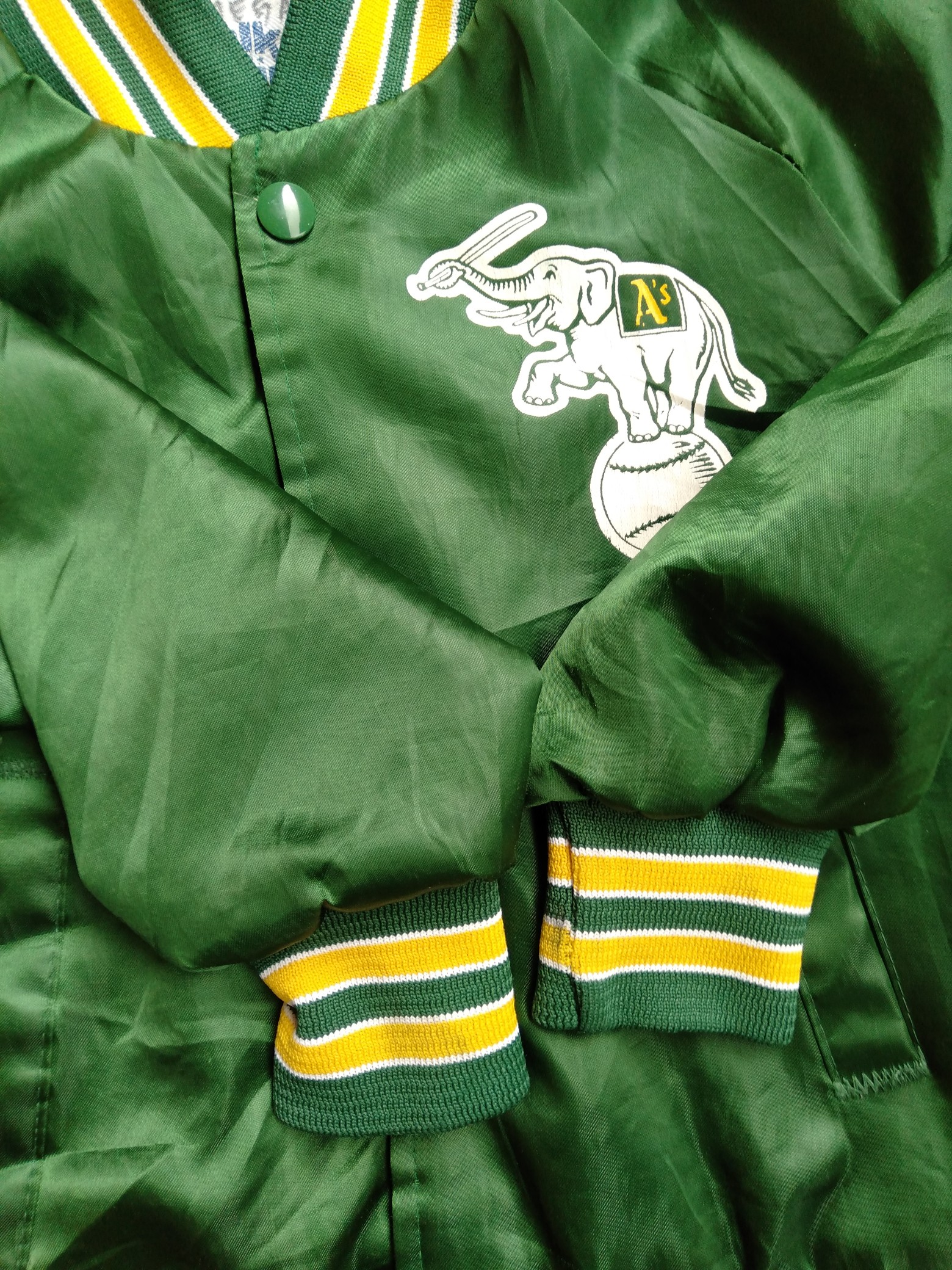 1989 Chalkline Oakland Athletics Arch Spellout vintage satin jacket - 12