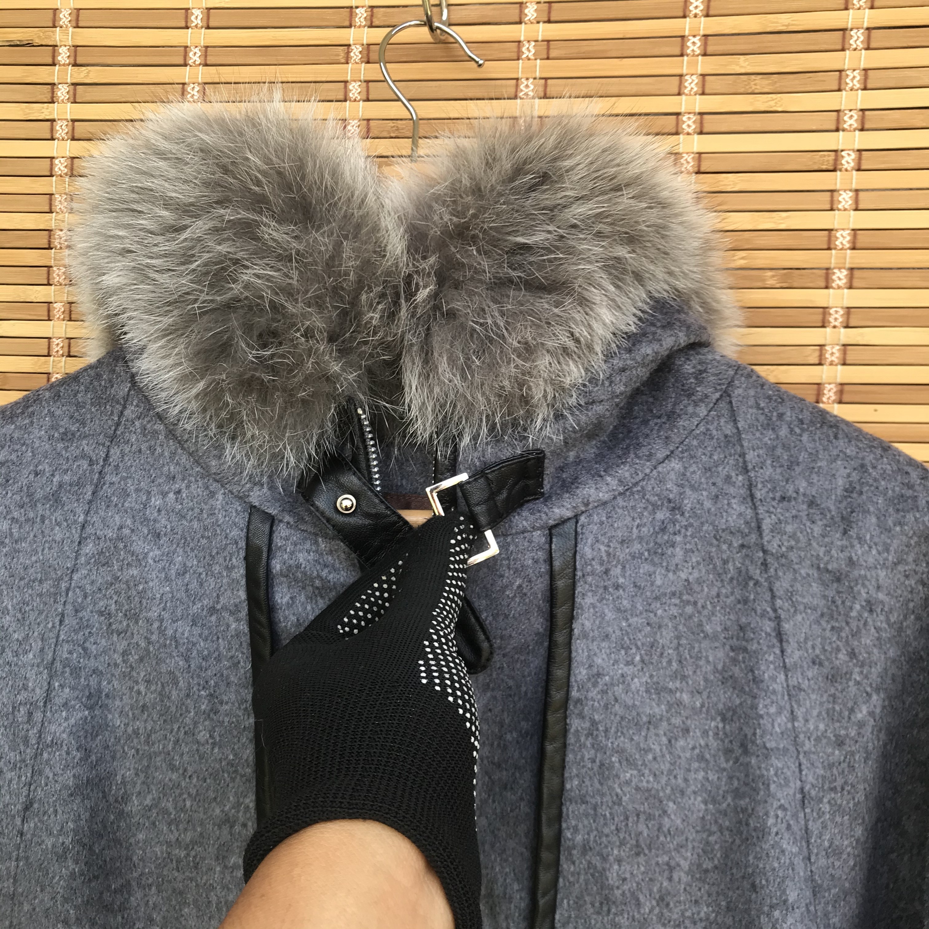 Balmain Cape Cloak Fashion Week Wool fur trimmed - 9