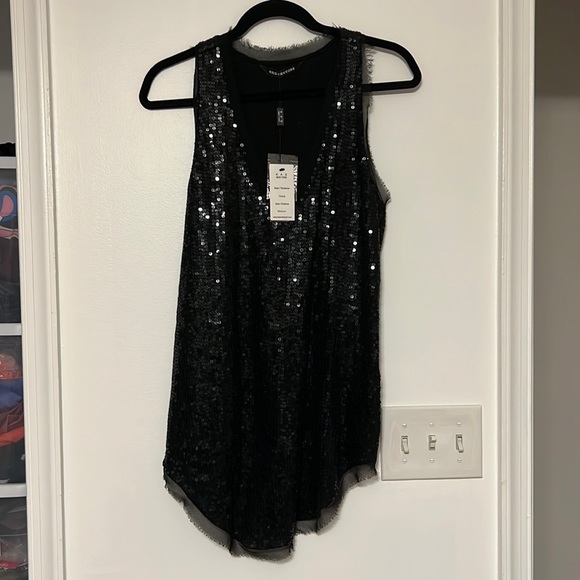 KAS New York Black Tunic along Length Racerback Sequin Tank - 2