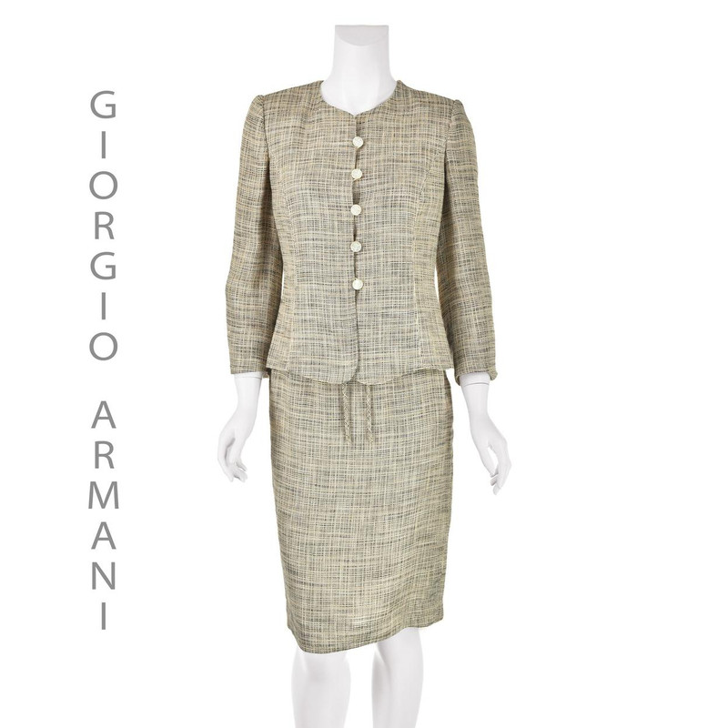 ARMANI COLLEZIONI Vintage Linen Blend Skirt Suit  - 1