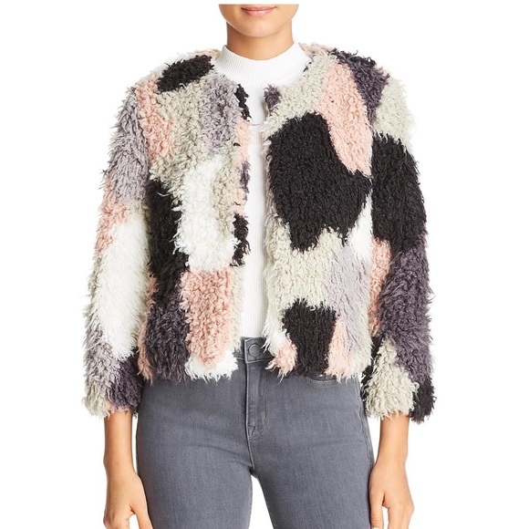 1. State - 1.STATE Patchwork Faux Fur Shaggy Jacket - 1