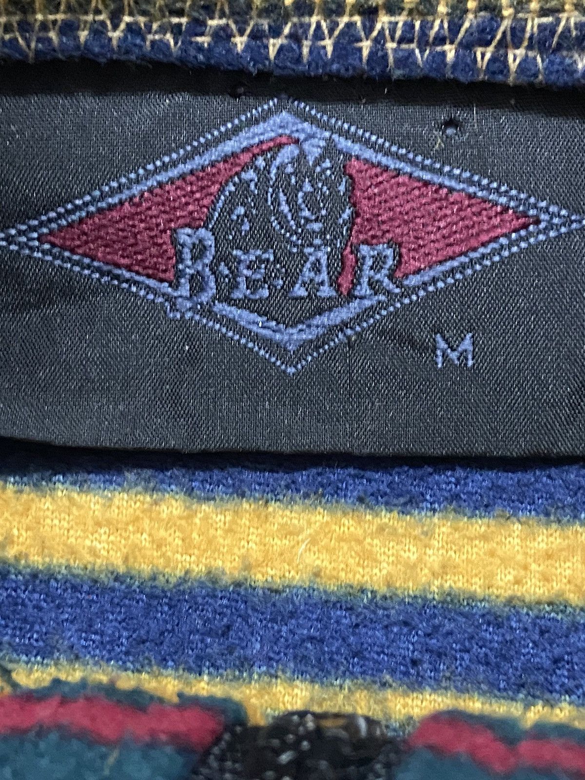 Vintage 90s Bear Surf Striped Halfzip Fleece Sweatshirt - 4