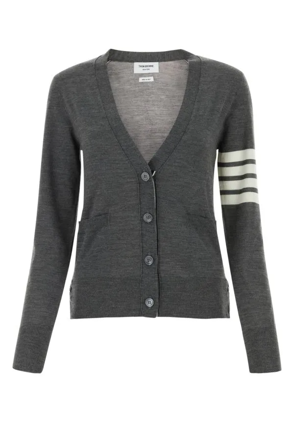 Gray 4-Bar Cardigan Knit - 1