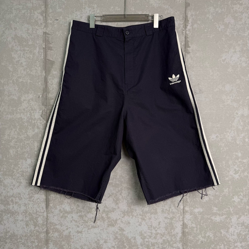 Balenciaga Paris Adidas Collaboration Trefoil Striped Black Shorts - 1