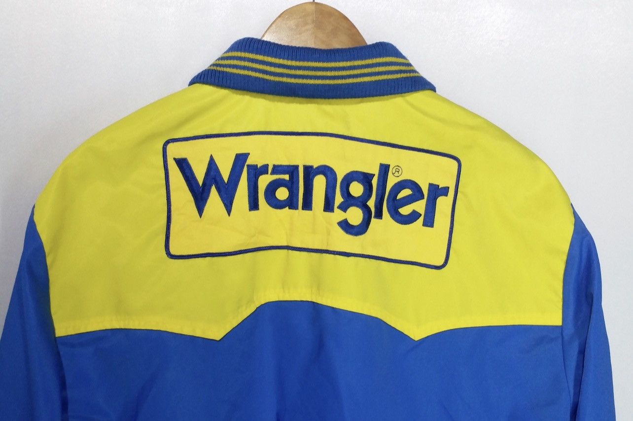 Vintage WRANGLER BIG SPELLOUT SATIN JACKET COLOR BLOCK - 3