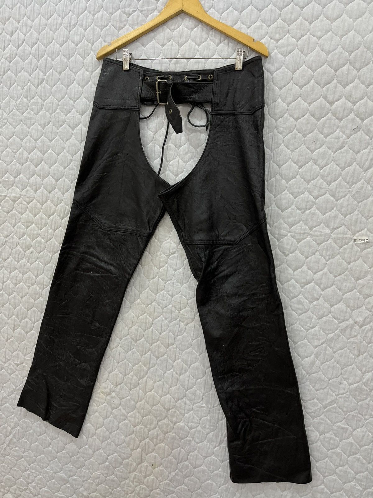 Genuine Leather - (Hh). HORN WORK LEATHER PUNK ROCK PANTS - 3