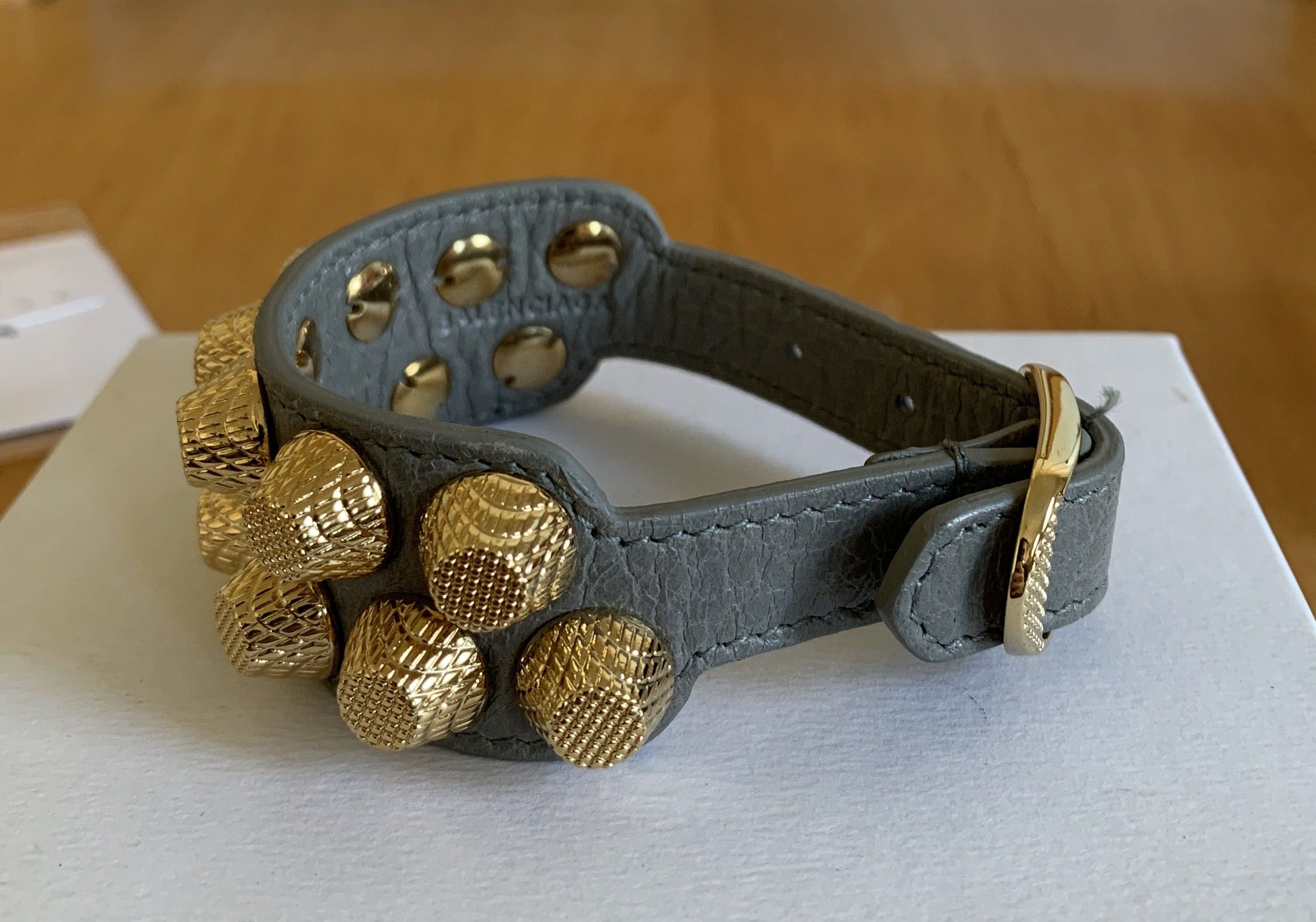 NEW Balenciaga Arena Leather Studded Bracelet - 4