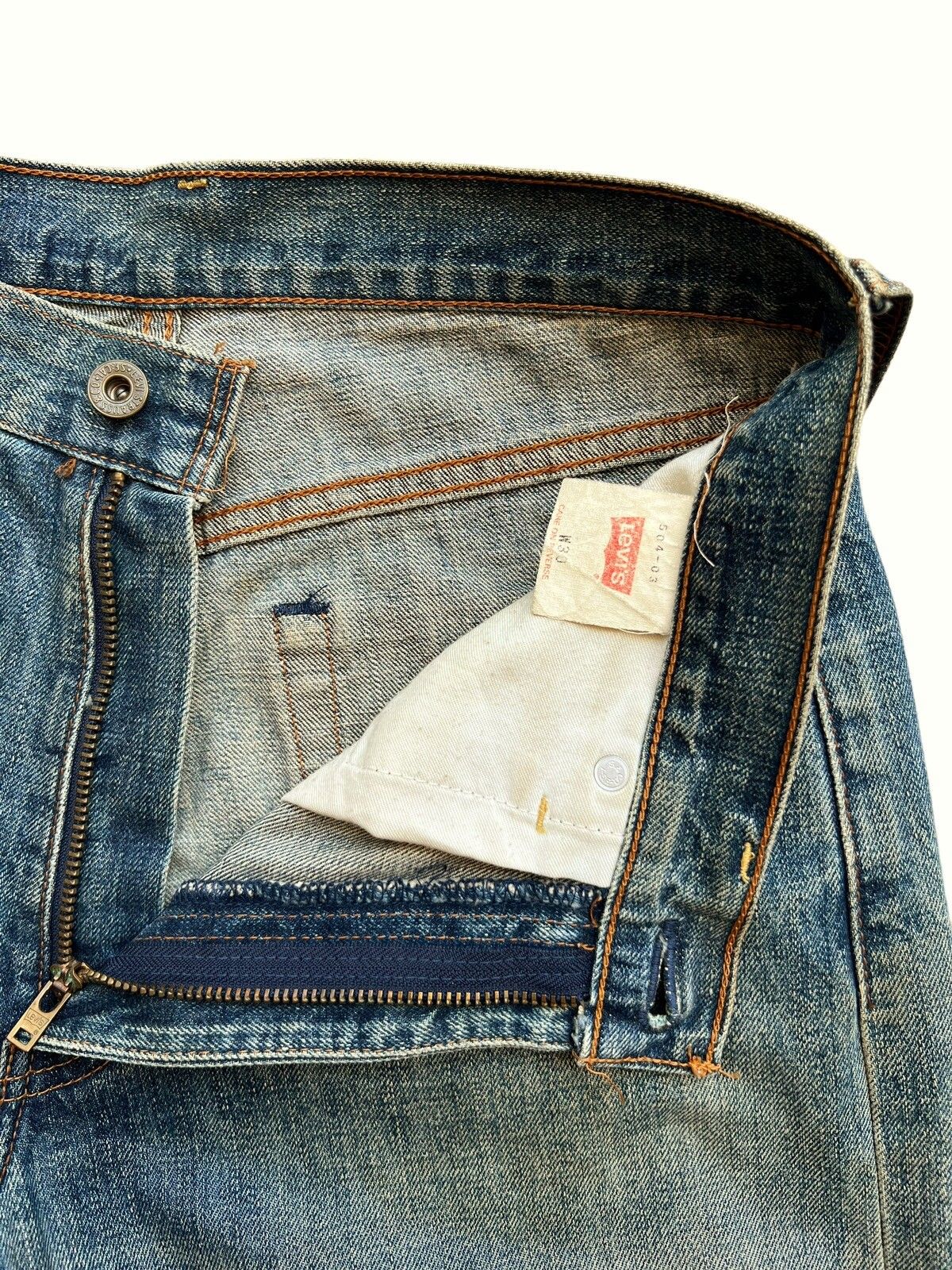 Vintage 90s Levis Distressed Mudwash Patch Denim Jeans 30x35 - 13