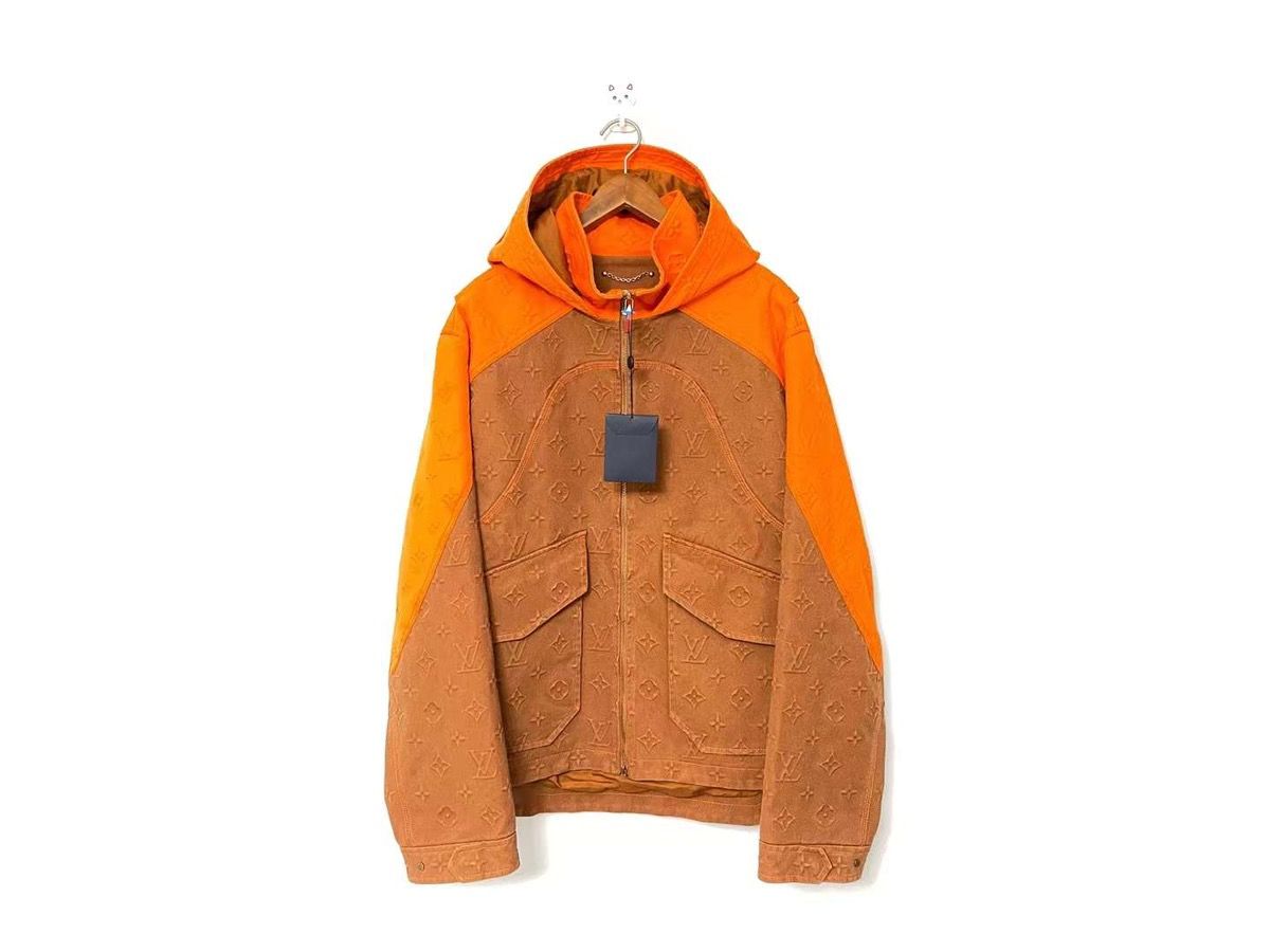 Sz 54 monogram hooded denim jacket - 1