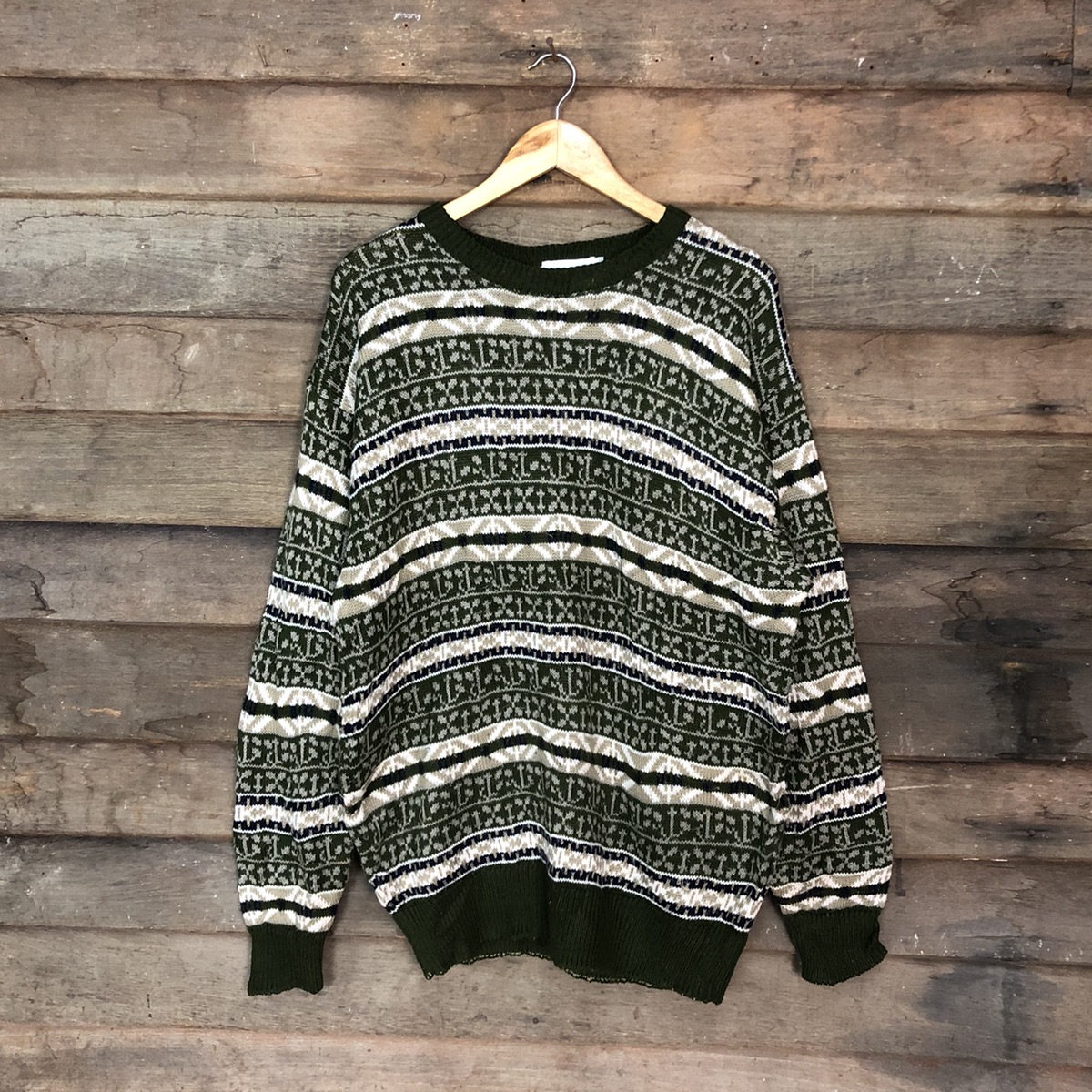 Homespun Knitwear - Yes Pleeze Patterned Knit Sweater - 1