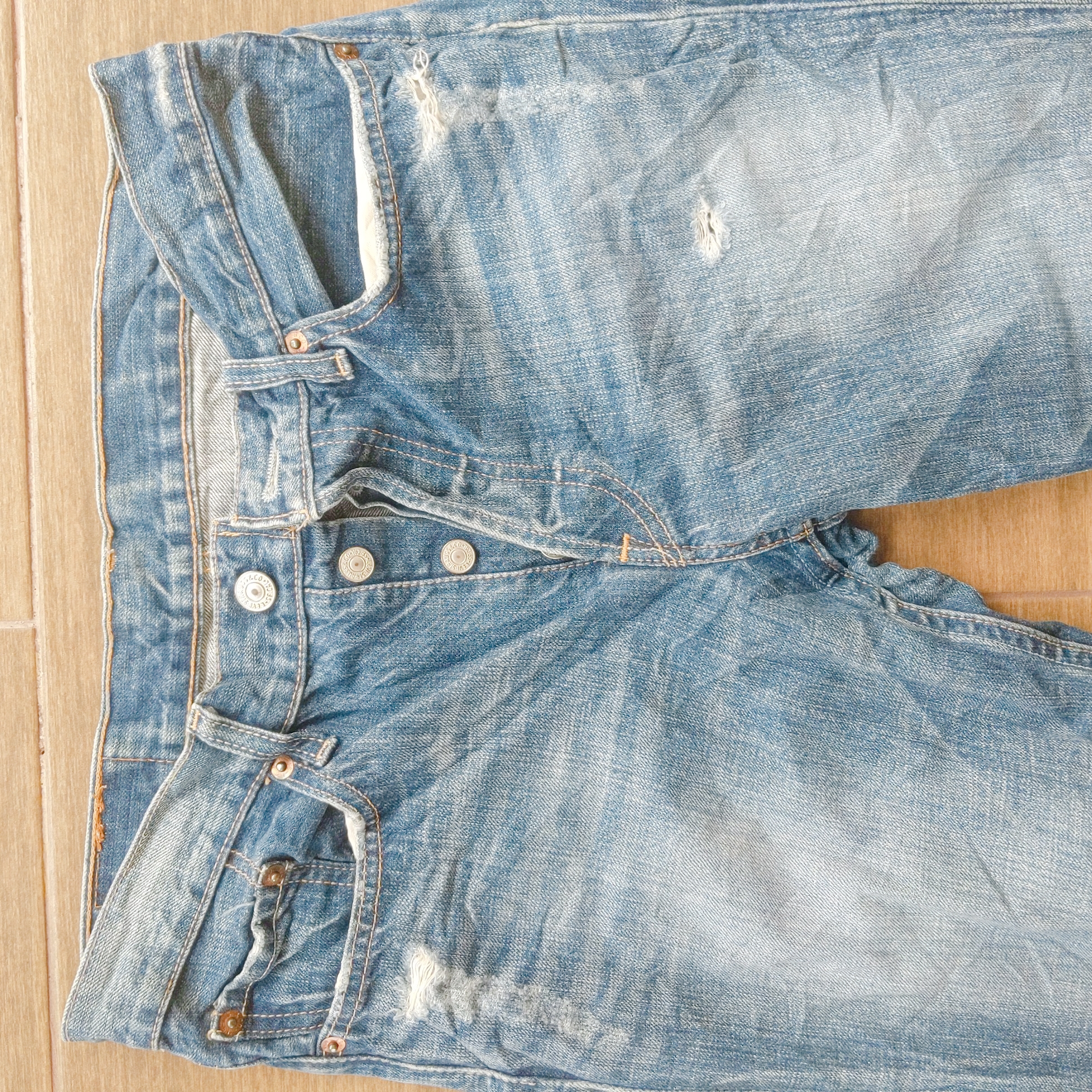 Vintage Levis 501 W28*21 Distressed Short Denim Button Pants - 12