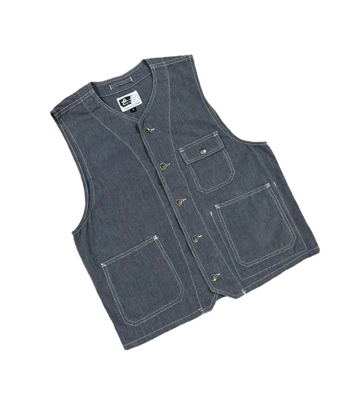 Vtg🔥Engineered Garments Hbt Chambray Buckle Vest Button Vest - 5
