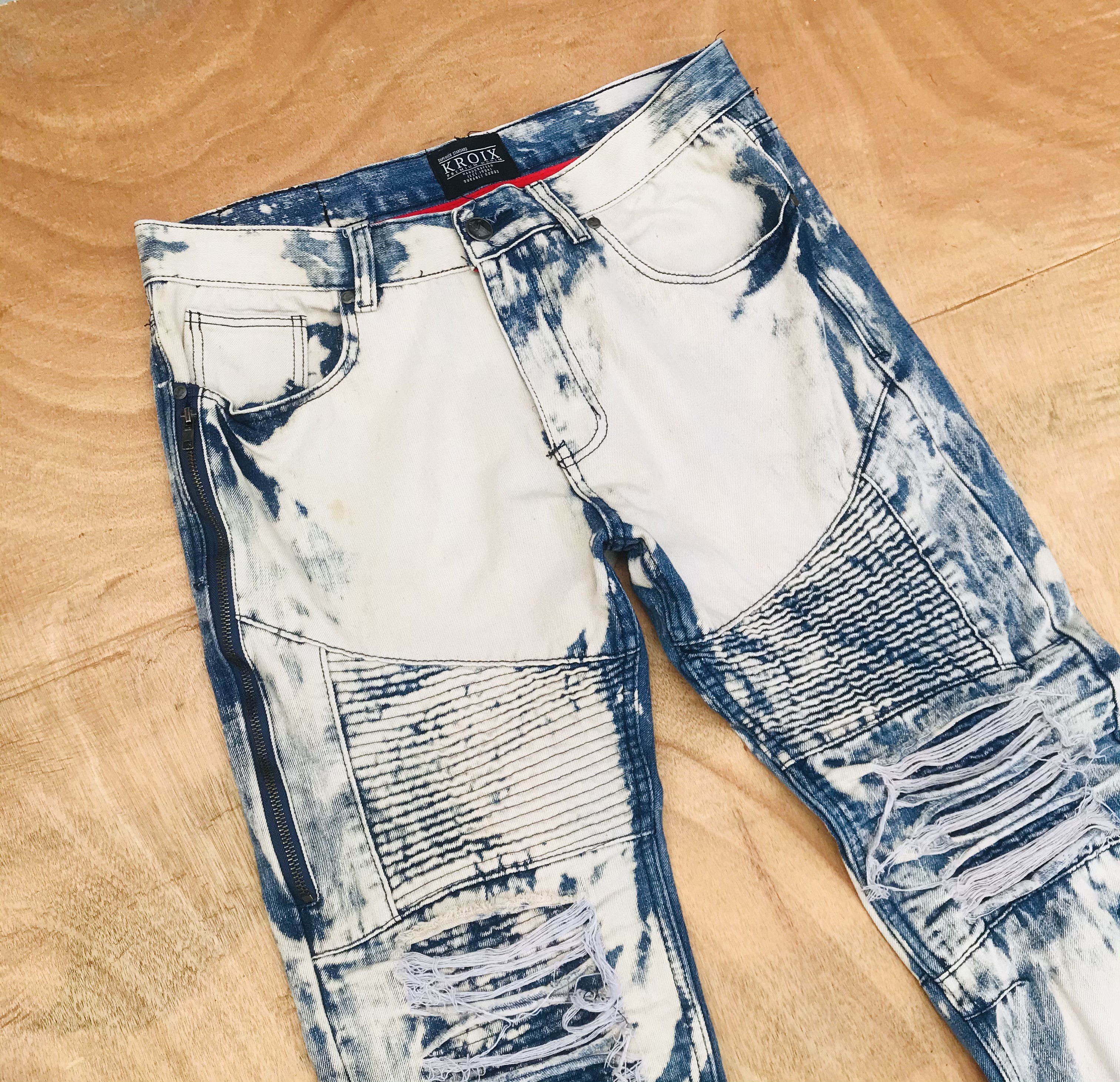 Distressed Denim - Kroix Distressed biker bleach jean Balmain biker inspired - 3