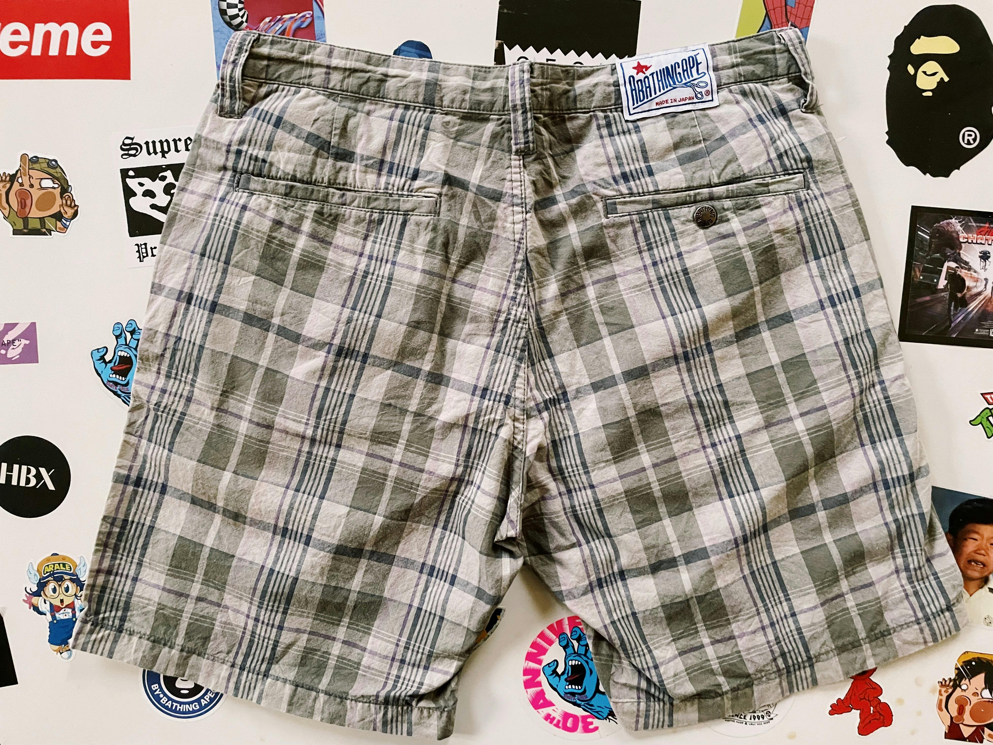 Bape A Bathing Ape Plaid Checkered Shorts Gray - 2