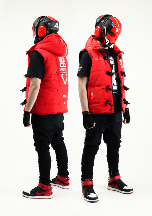 MACHINE56™ M56®/VT-R_G1 RED VARIANT PUFFER VEST ©2020_ ブラック・デス・ランナー - 8