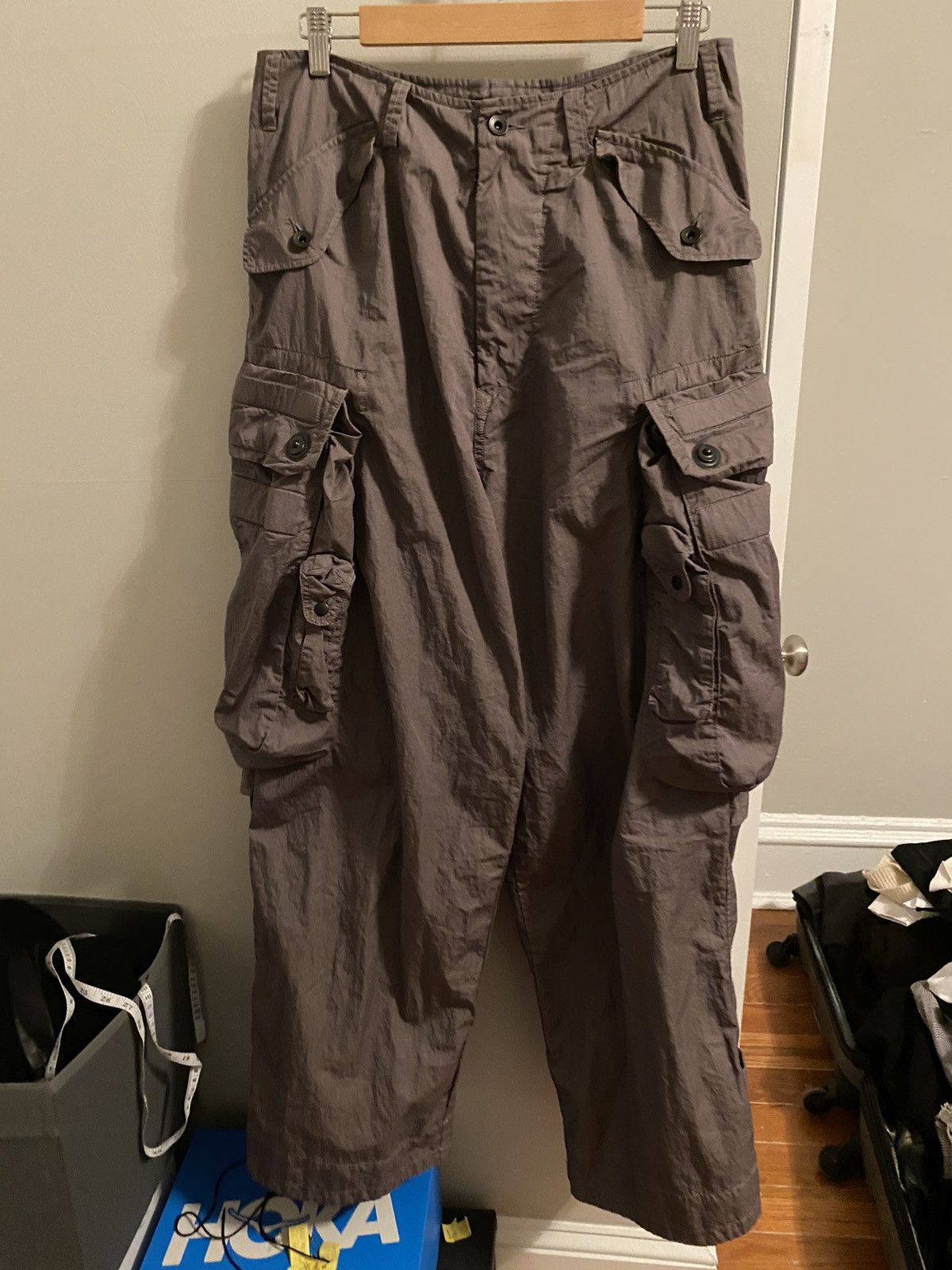 24ss gasmask cargo parachute strap pants - 5