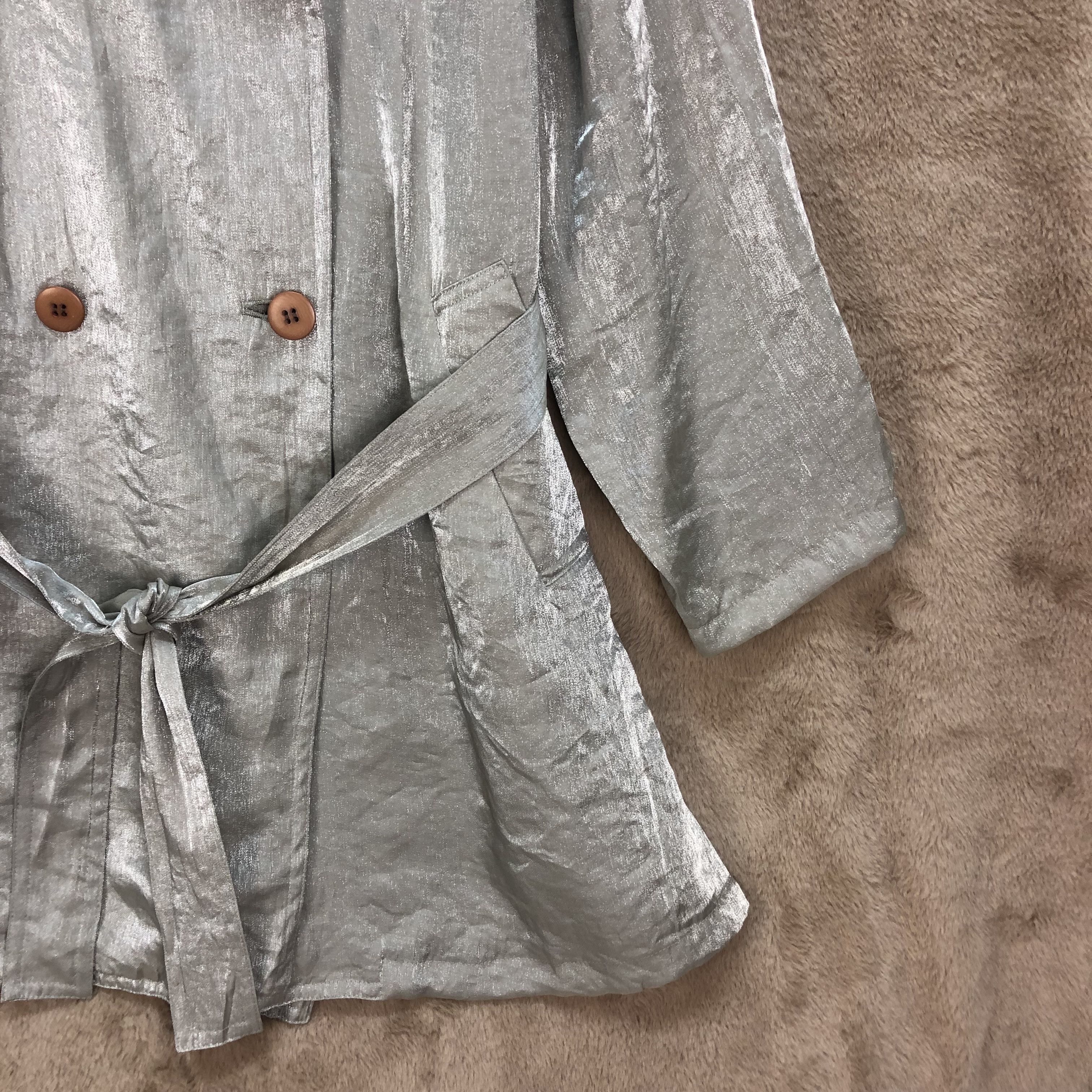 Vintage - BIGI SILVER LIGHT DOUBLE BREASTED TRENCH COAT #6411-65 - 5