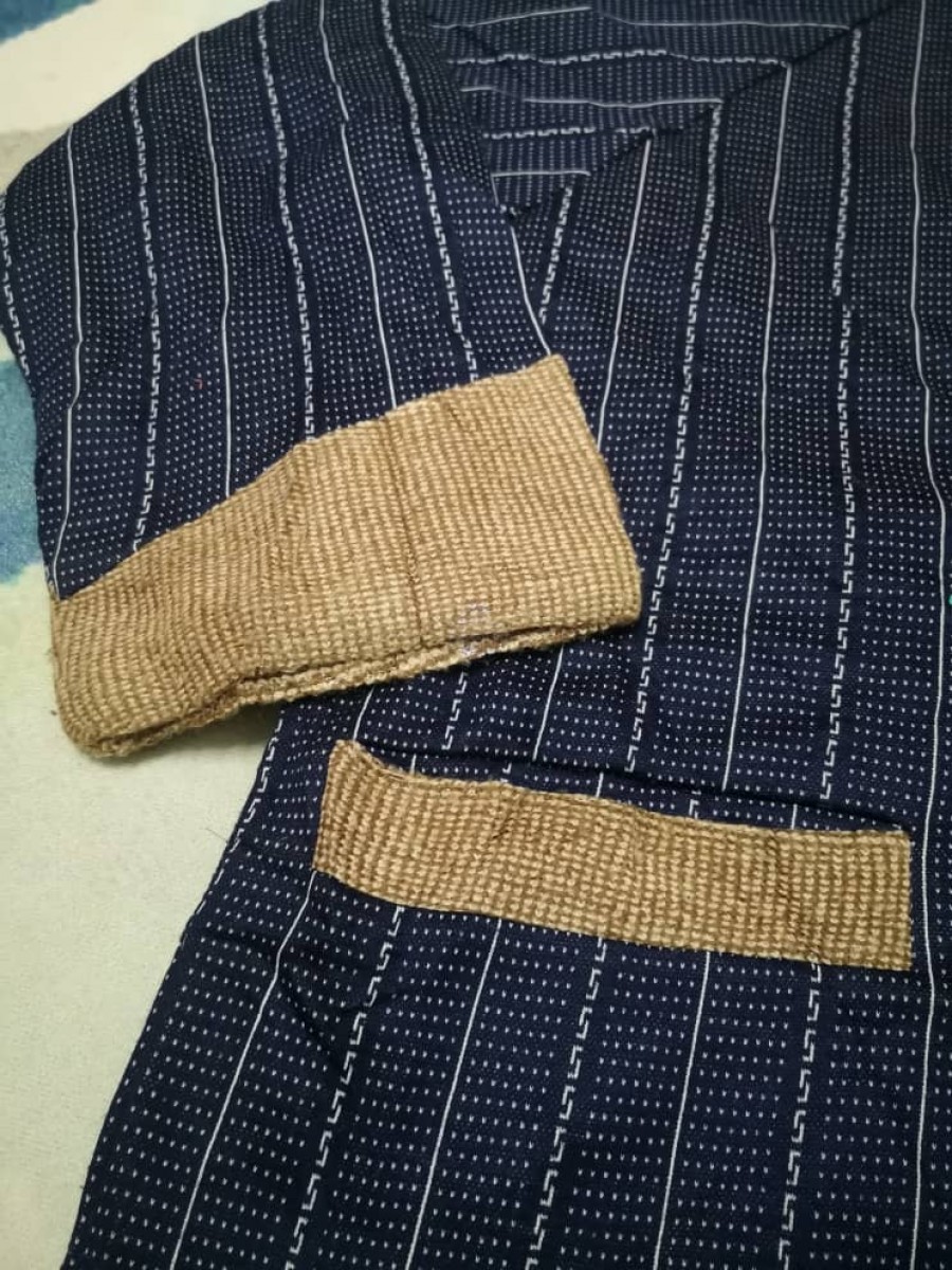 Bomber Style Jacket - Japanese Wool Button Up Kimono Hanten/Bomber Style - 2