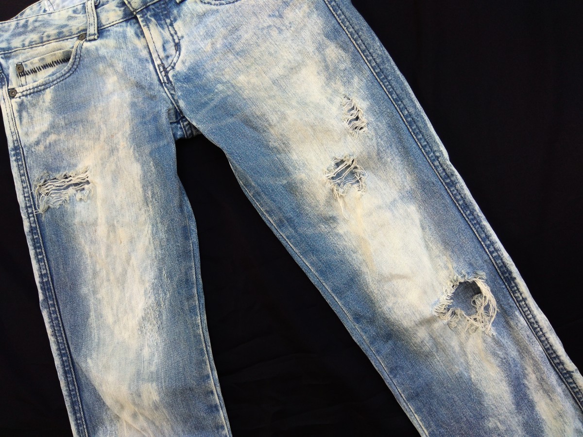 Distressed Denim - SLY JAPAN STONE WASH DESTROYED DENIM - 5