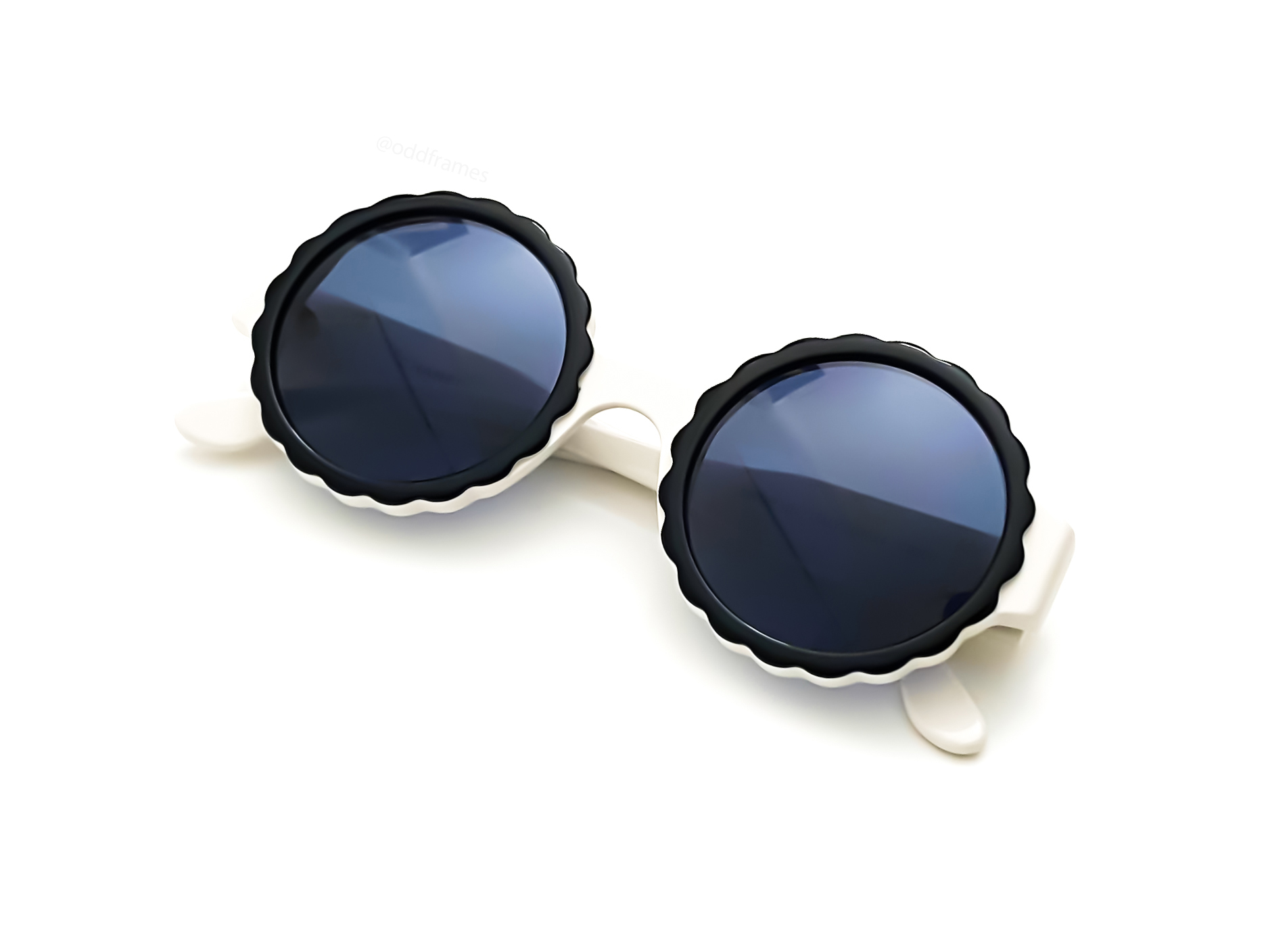 CHANEL Round White Scalloped Sunglasses - 1