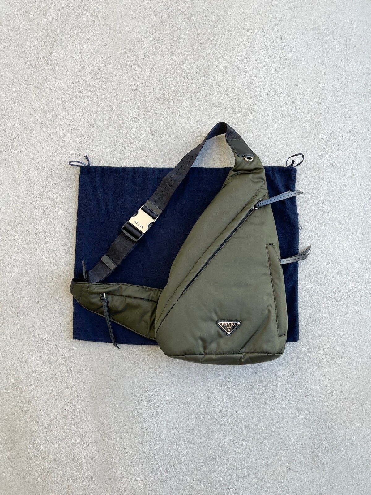 STEAL! 2010$ Prada Olive Re-Nylon Cross Body Bag (Brand New) - 1