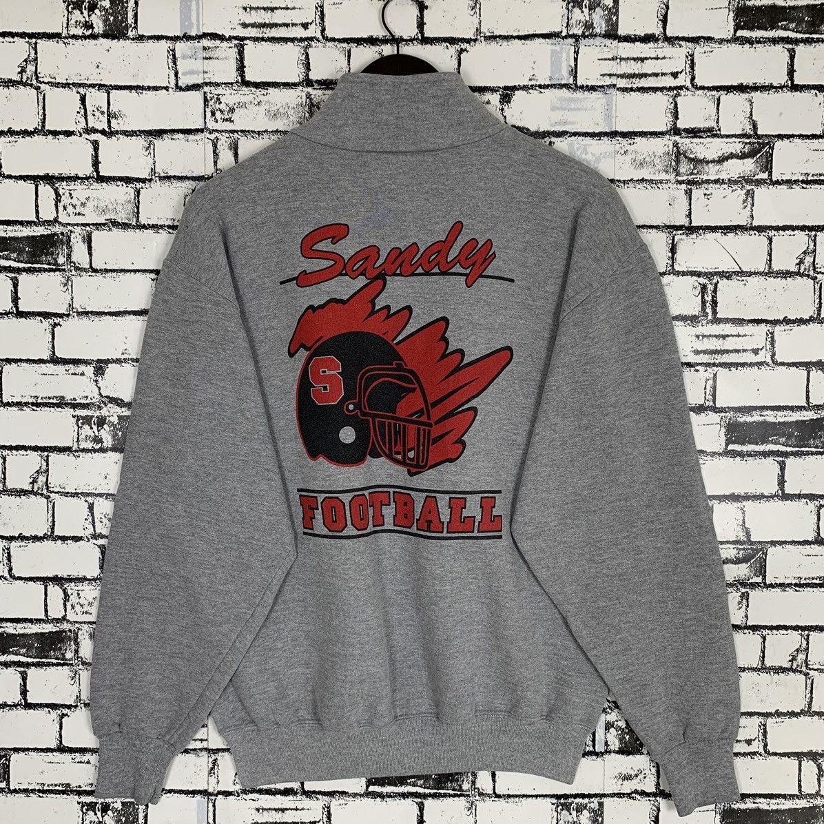 Vintage 90s Sportwear Sandy Football Back Print Hulf Zip - 1