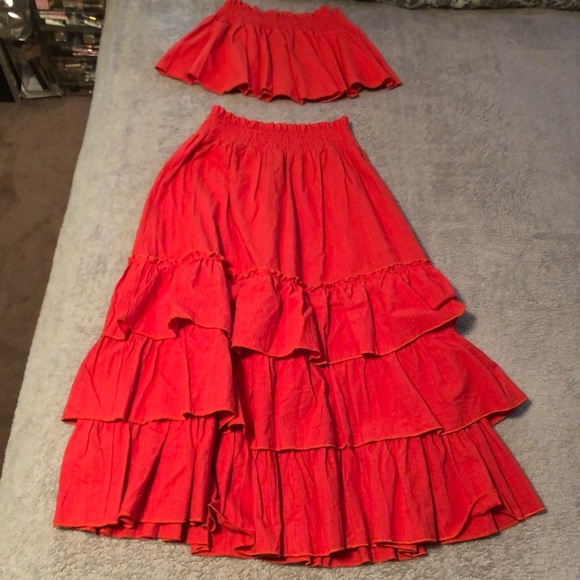 Fashion Nova Red Señorita Ruffled Skirt Set - 5