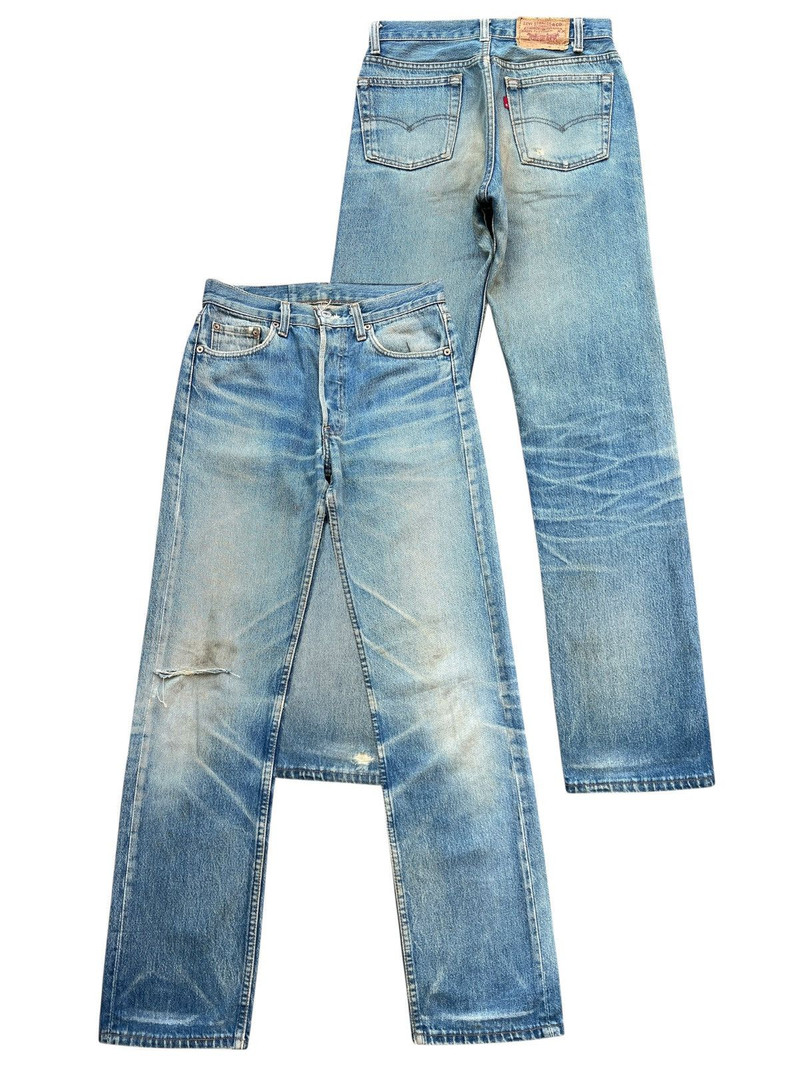 Vintage 90s Levis 501 Stonewash Distressed Denim Jeans 29x31 - 1