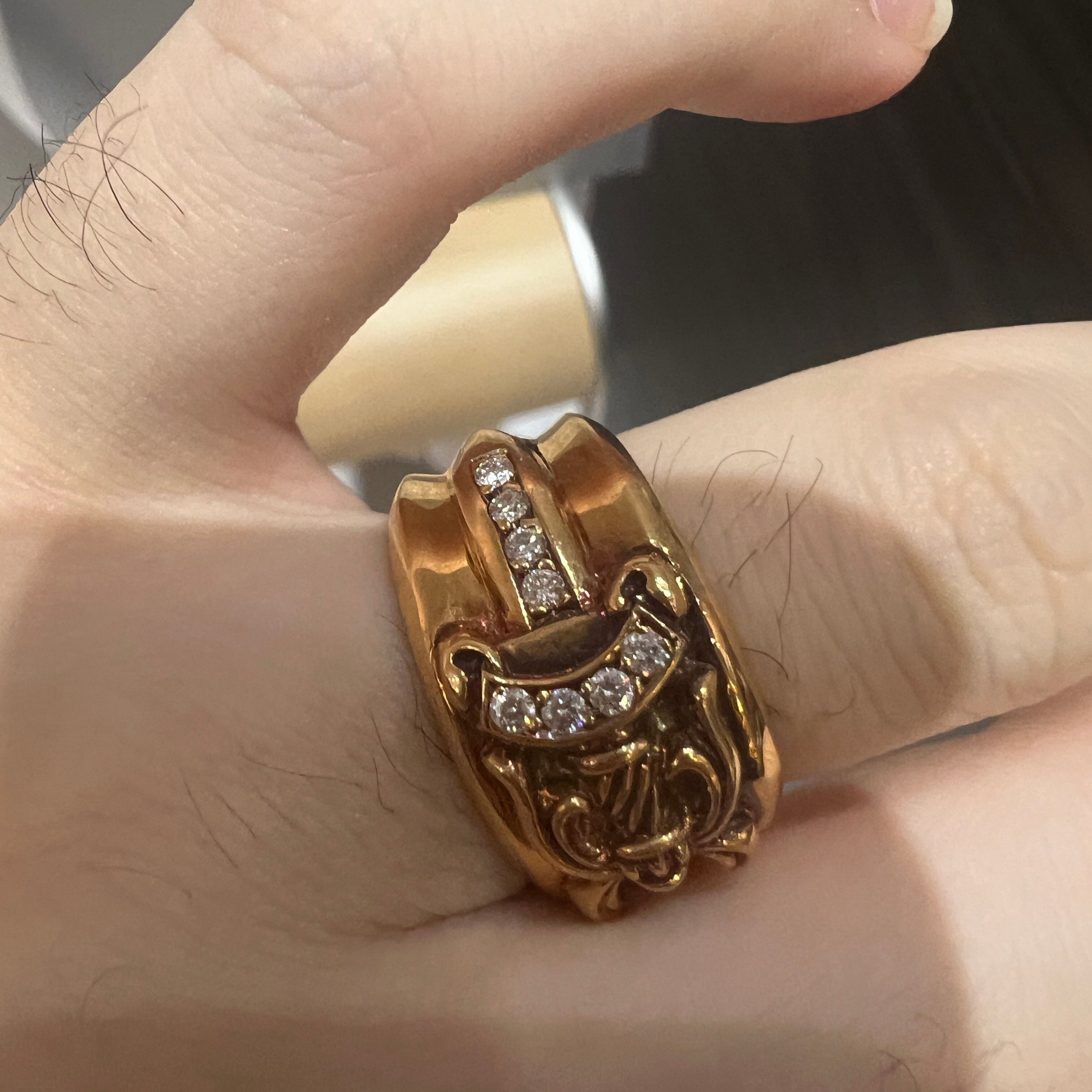 Chrome Hearts Gold Diamond Dagger Ring US9 - 5