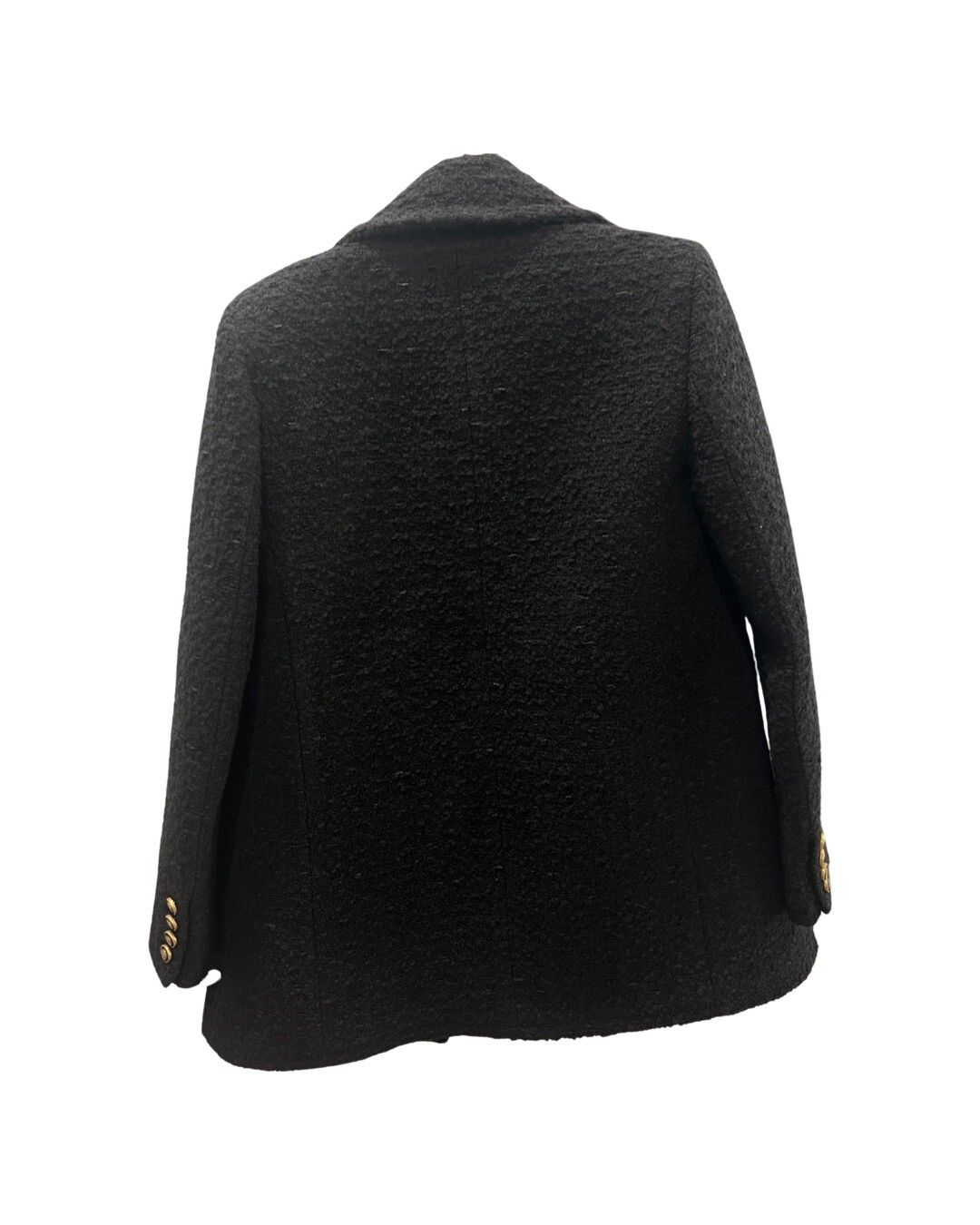 Double breasted wool bland tweed pea coat jacket - 2