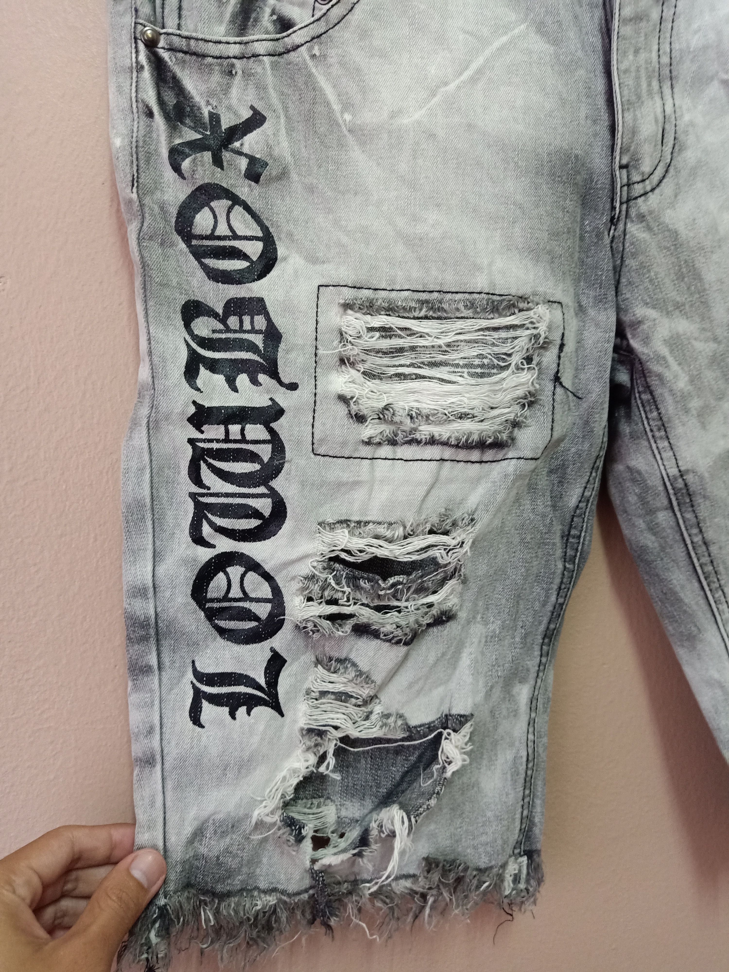 Japanese Brand - Lowbox Ripped Distressed punk short - 6