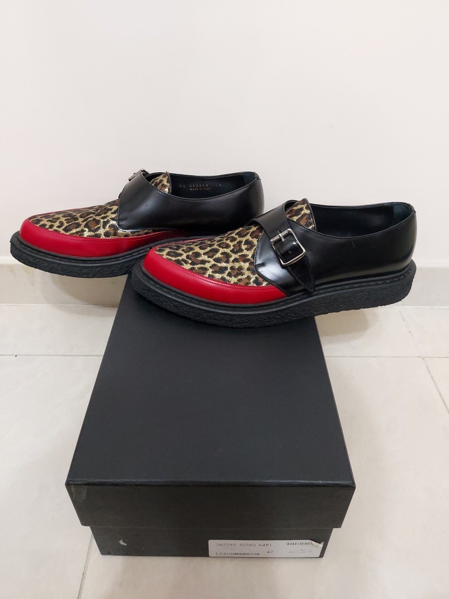 Hedi Slimane - FW14 AW14 Leopard Lurex Monk Black Red Creeper - 4